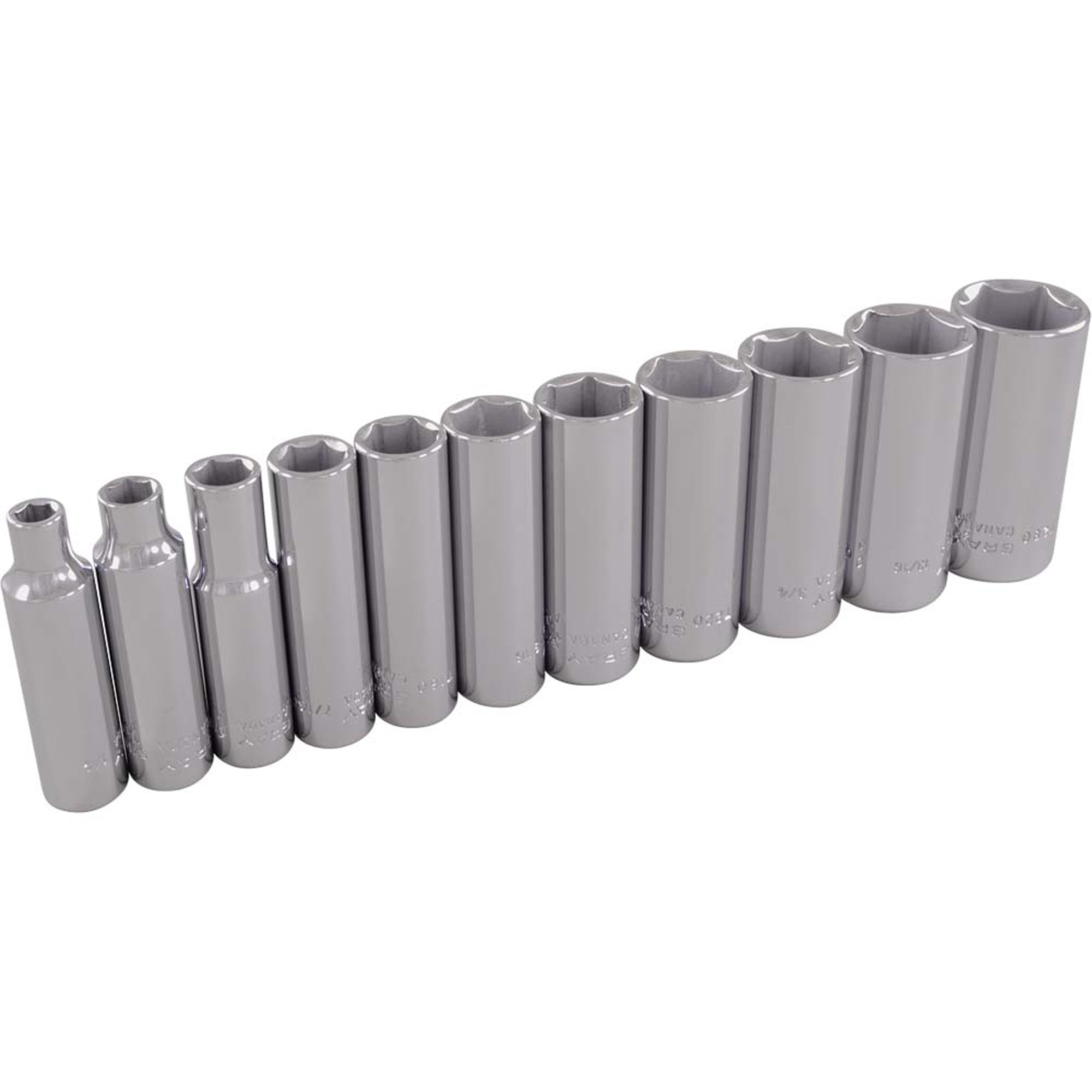 Jeu de douilles, 11 Mcx, Prise de 3/8", Profond