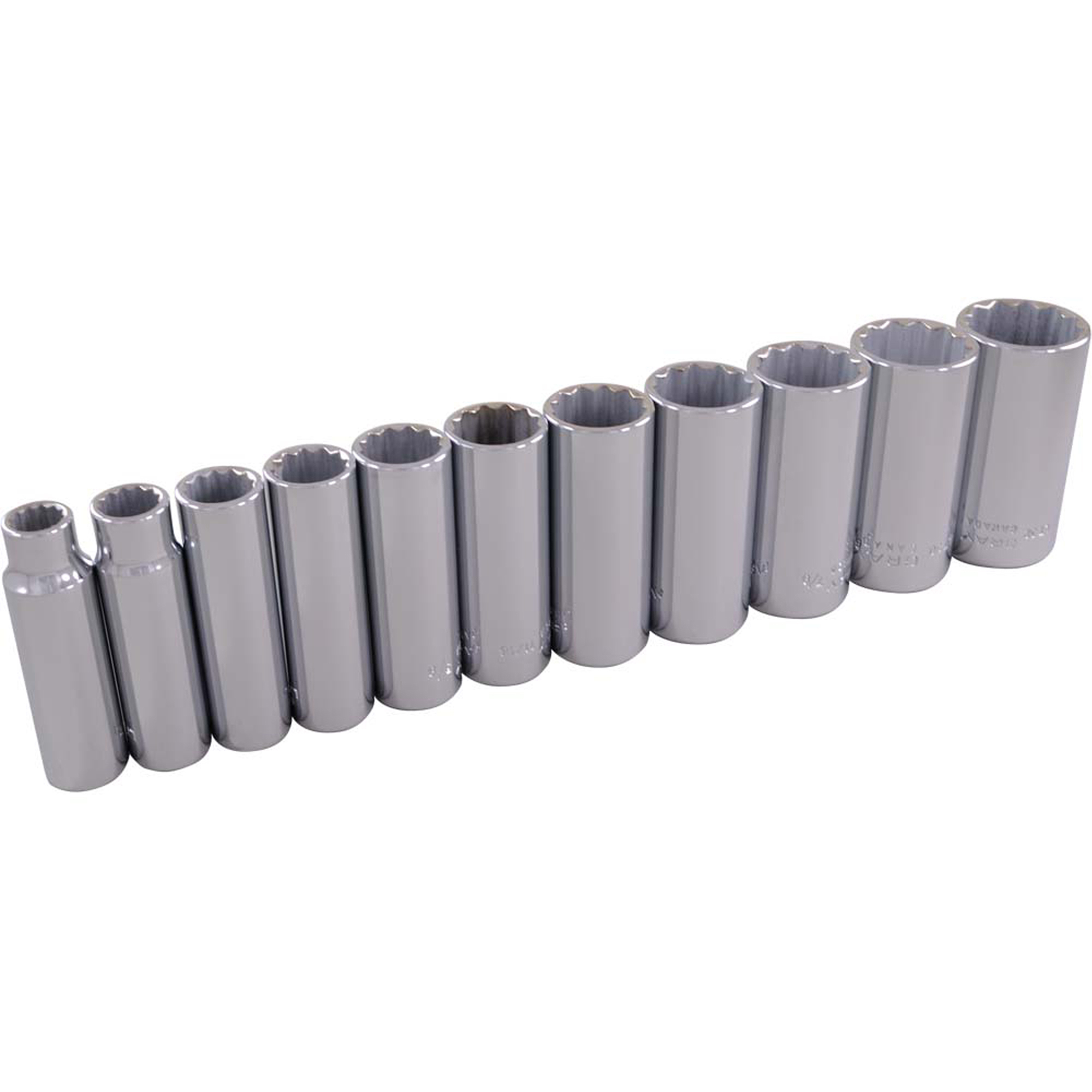 Jeu de douilles, 11 Mcx, Prise de 3/8", Profond