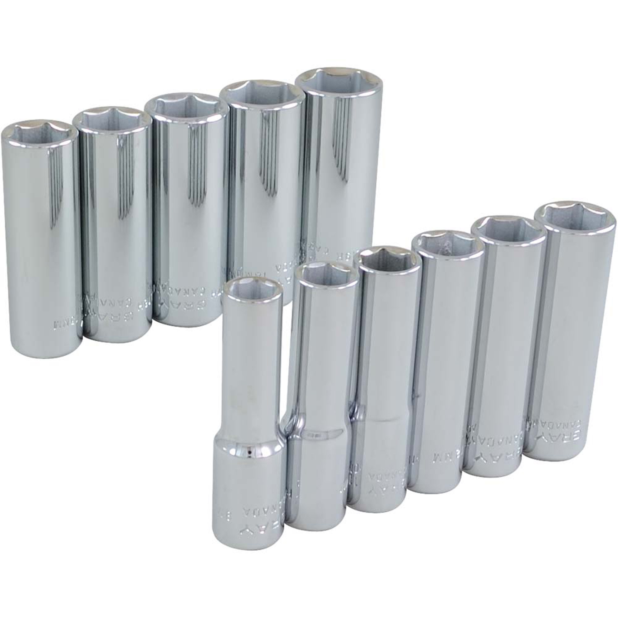 Jeu de douilles, 11 Mcx, Prise de 3/8", Profond