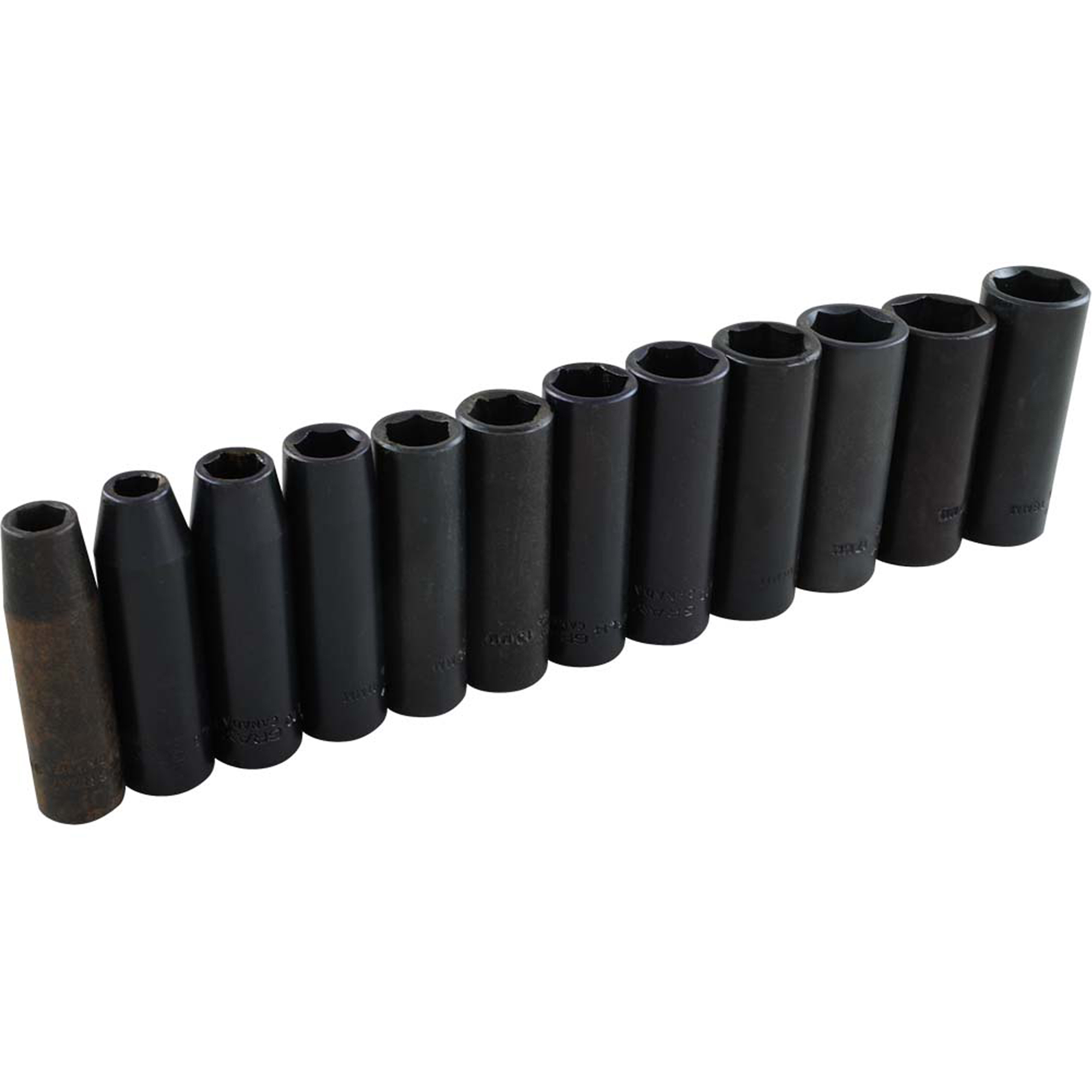 Jeu de douilles, 12 Mcx, Chocs, Prise de 3/8", Profond
