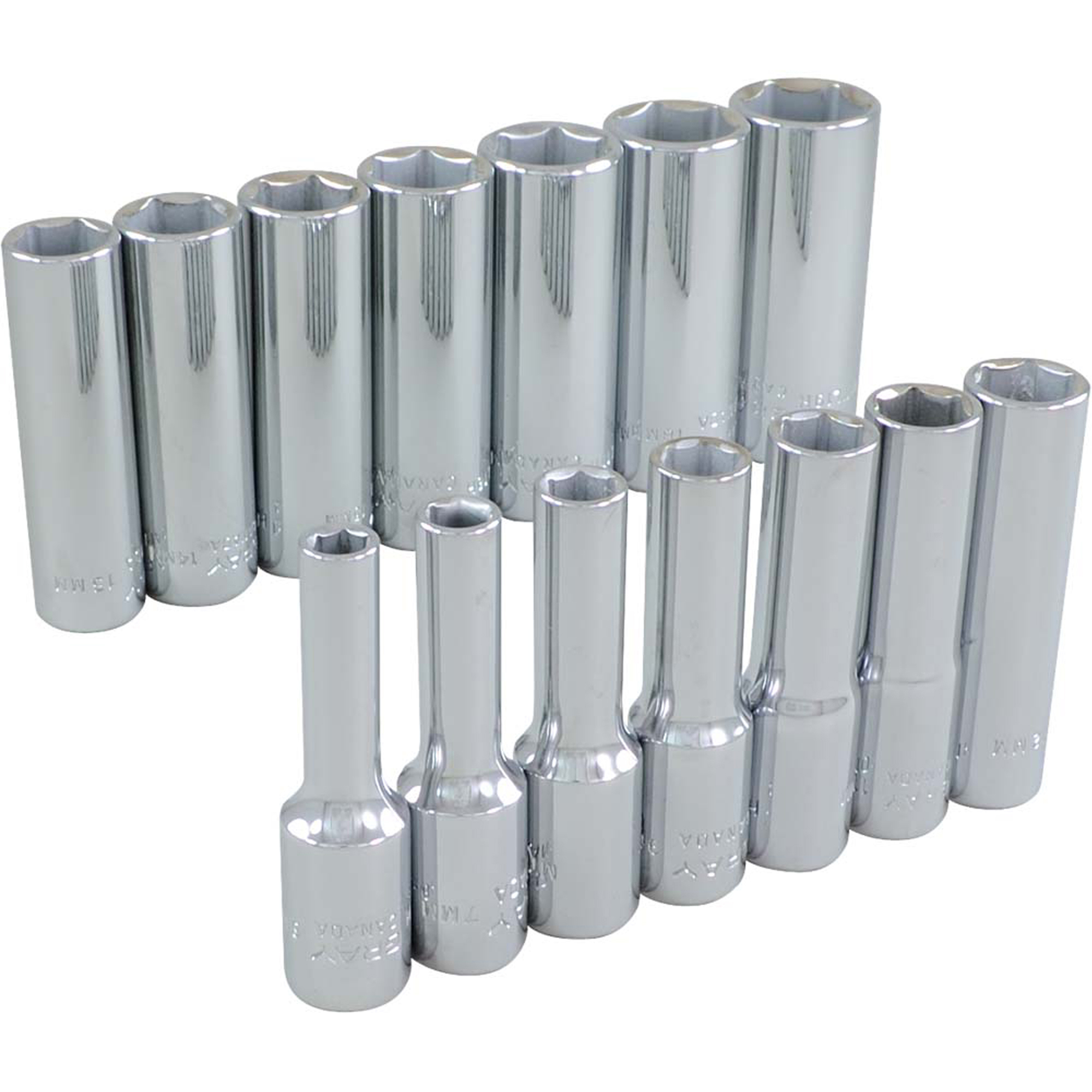 Jeu de douilles, 14 Mcx, Prise de 3/8", Profond