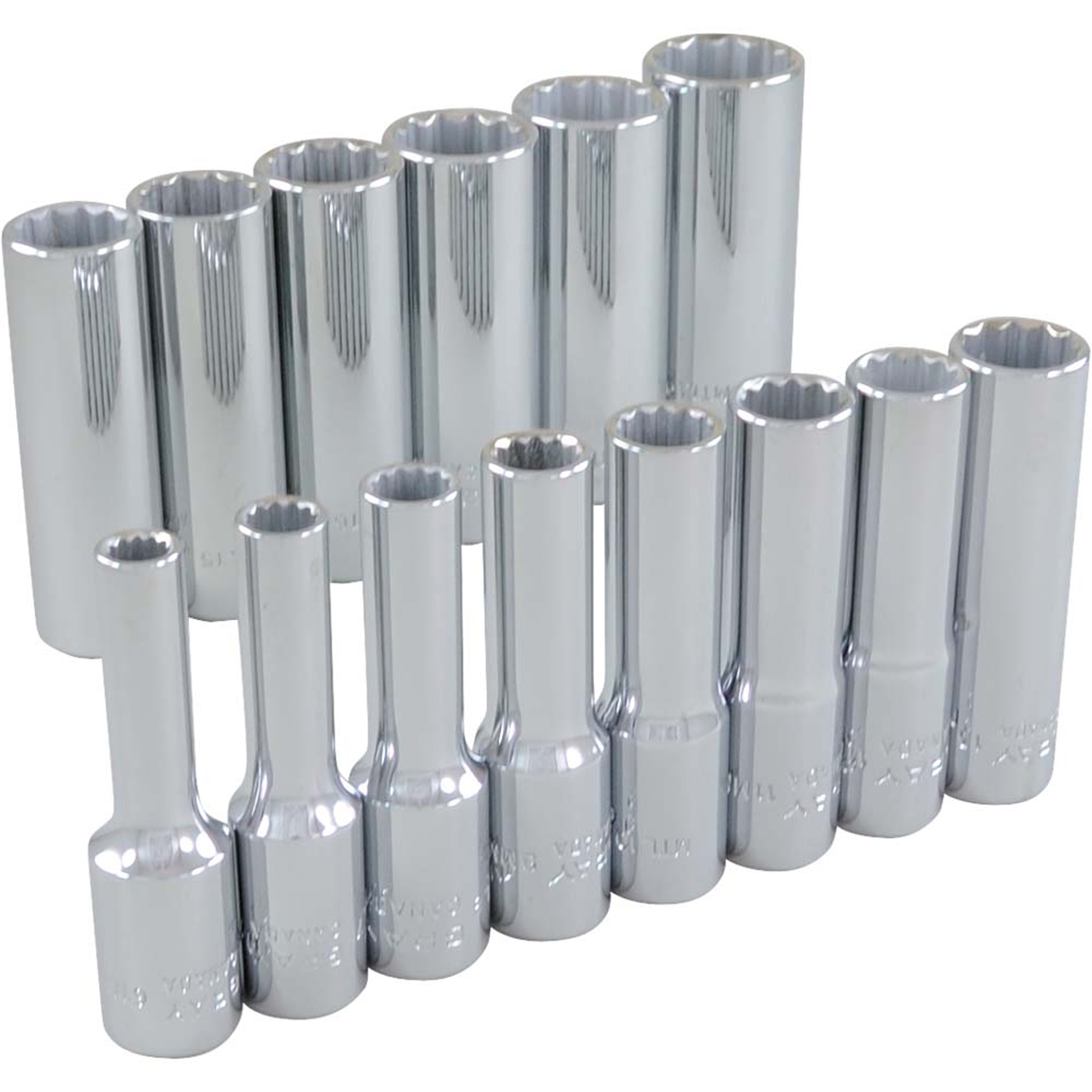 Jeu de douilles, 14 Mcx, Prise de 3/8", Profond