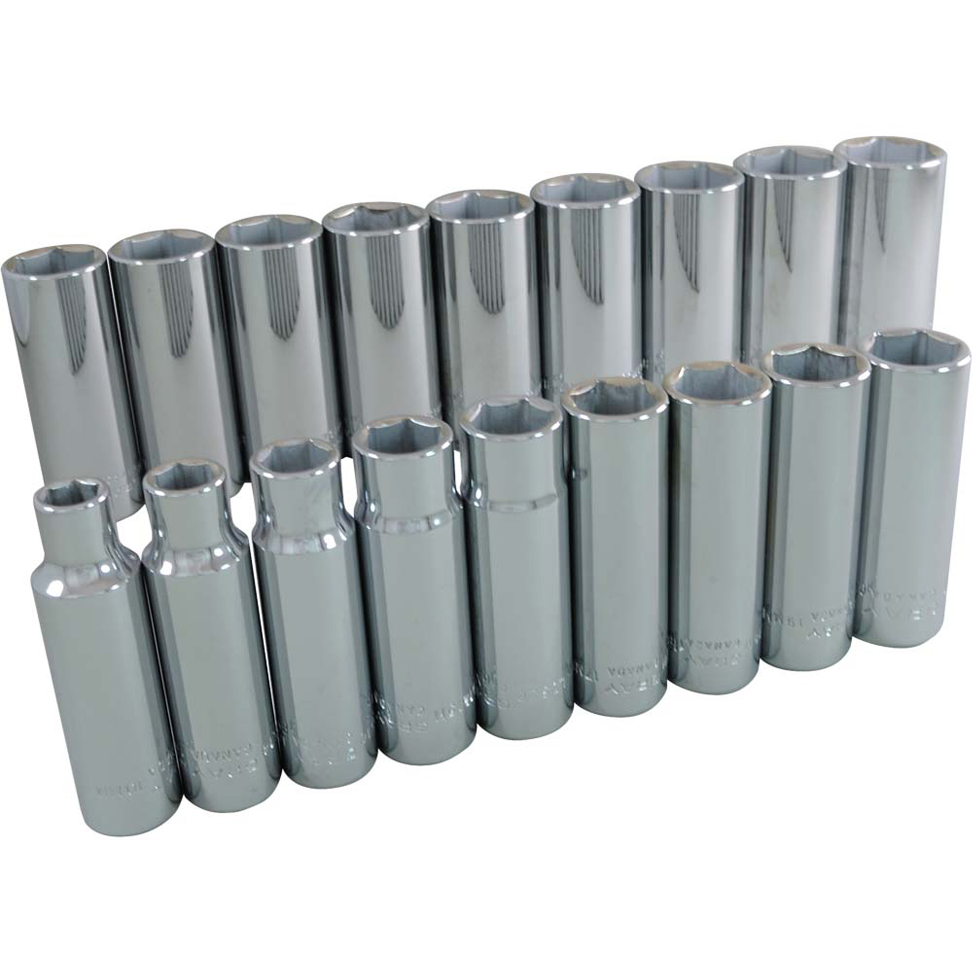 Jeu de douilles, 18 Mcx, Prise de 1/2", Profond