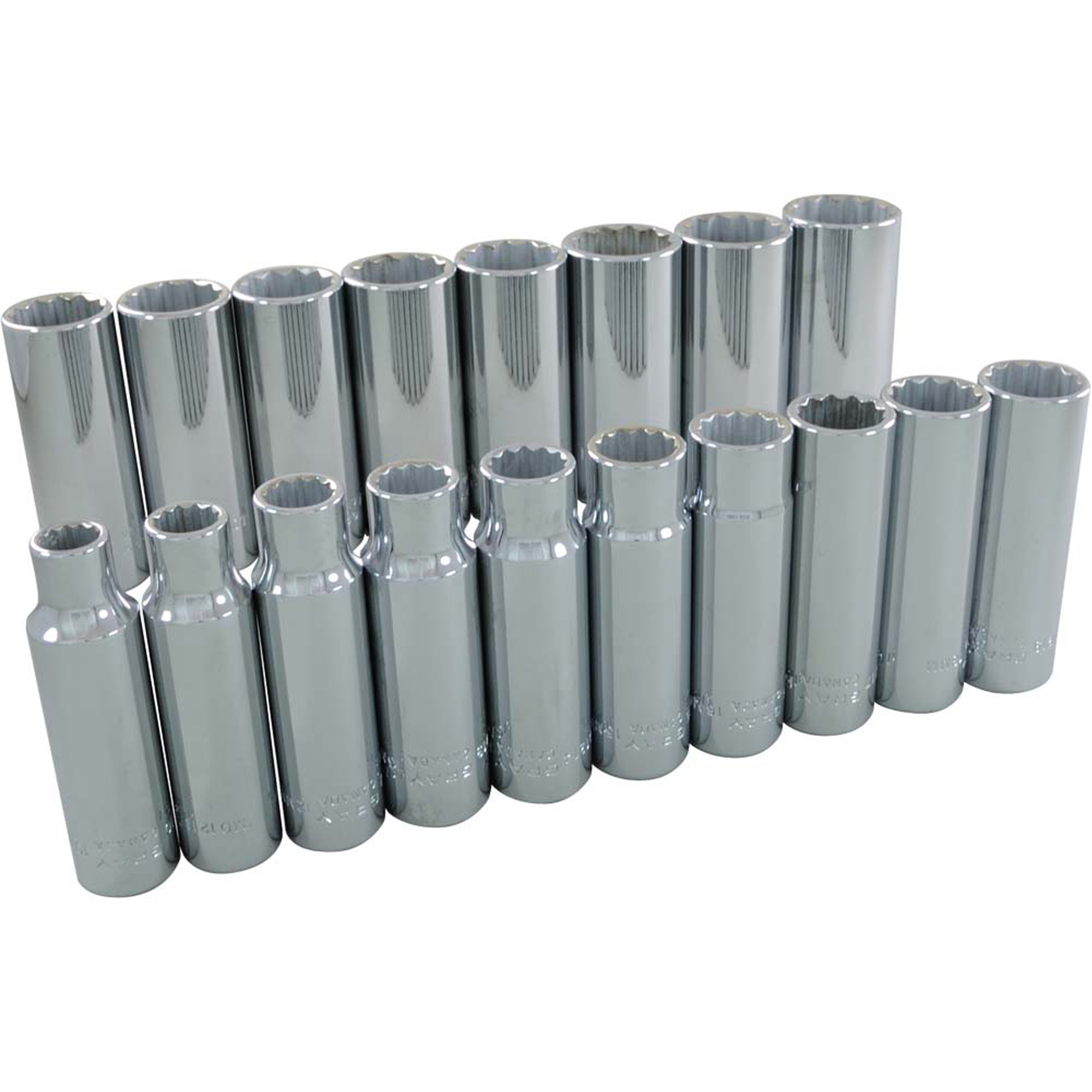Jeu de douilles, 18 Mcx, Prise de 1/2", Profond