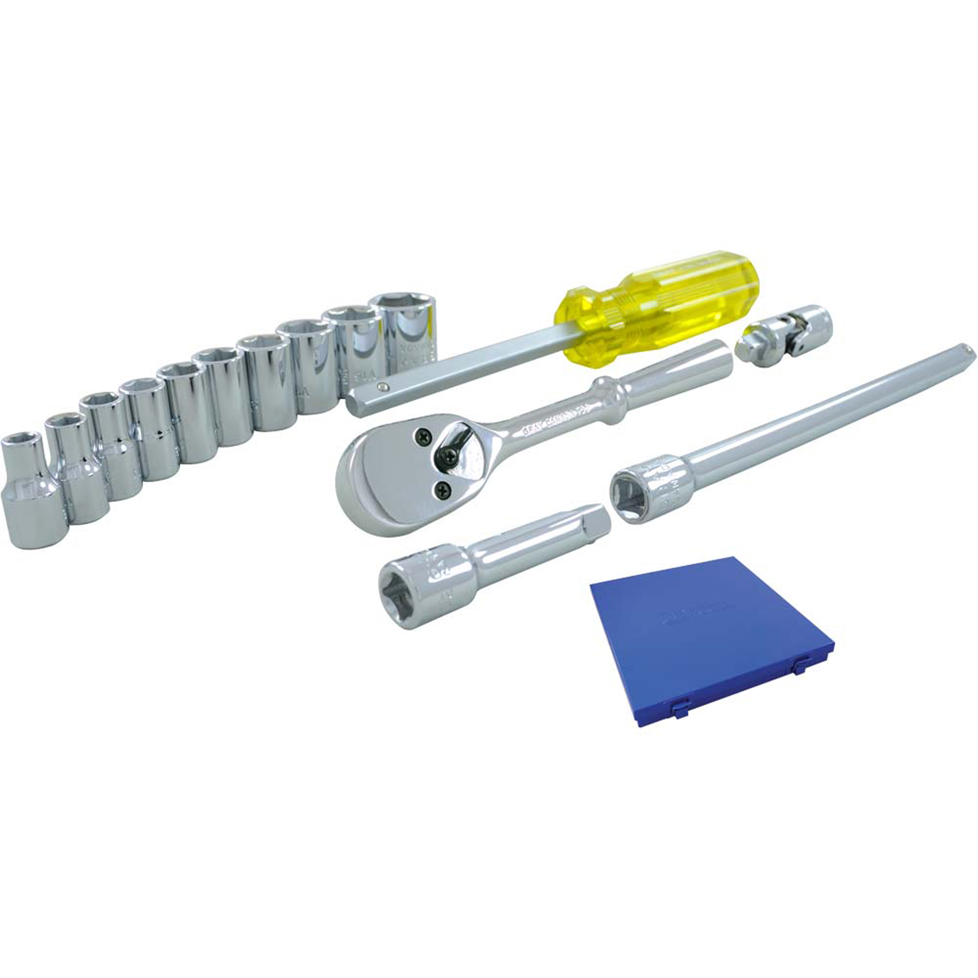 Jeu de douilles et accessoires, 15 Mcx, Prise de 1/4"
