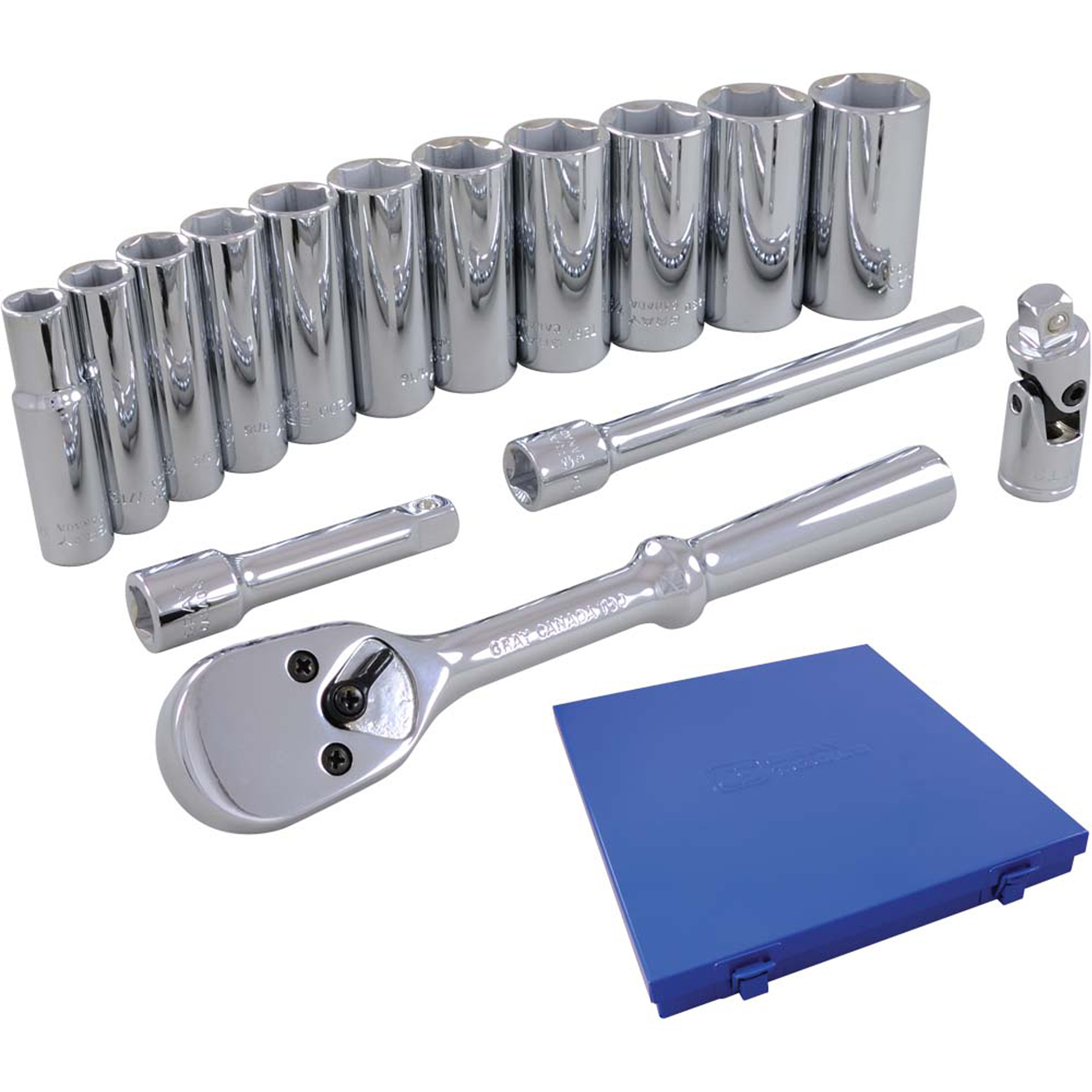 Jeu de douilles et accessoires, 15 Mcx, Prise de 3/8", Profond