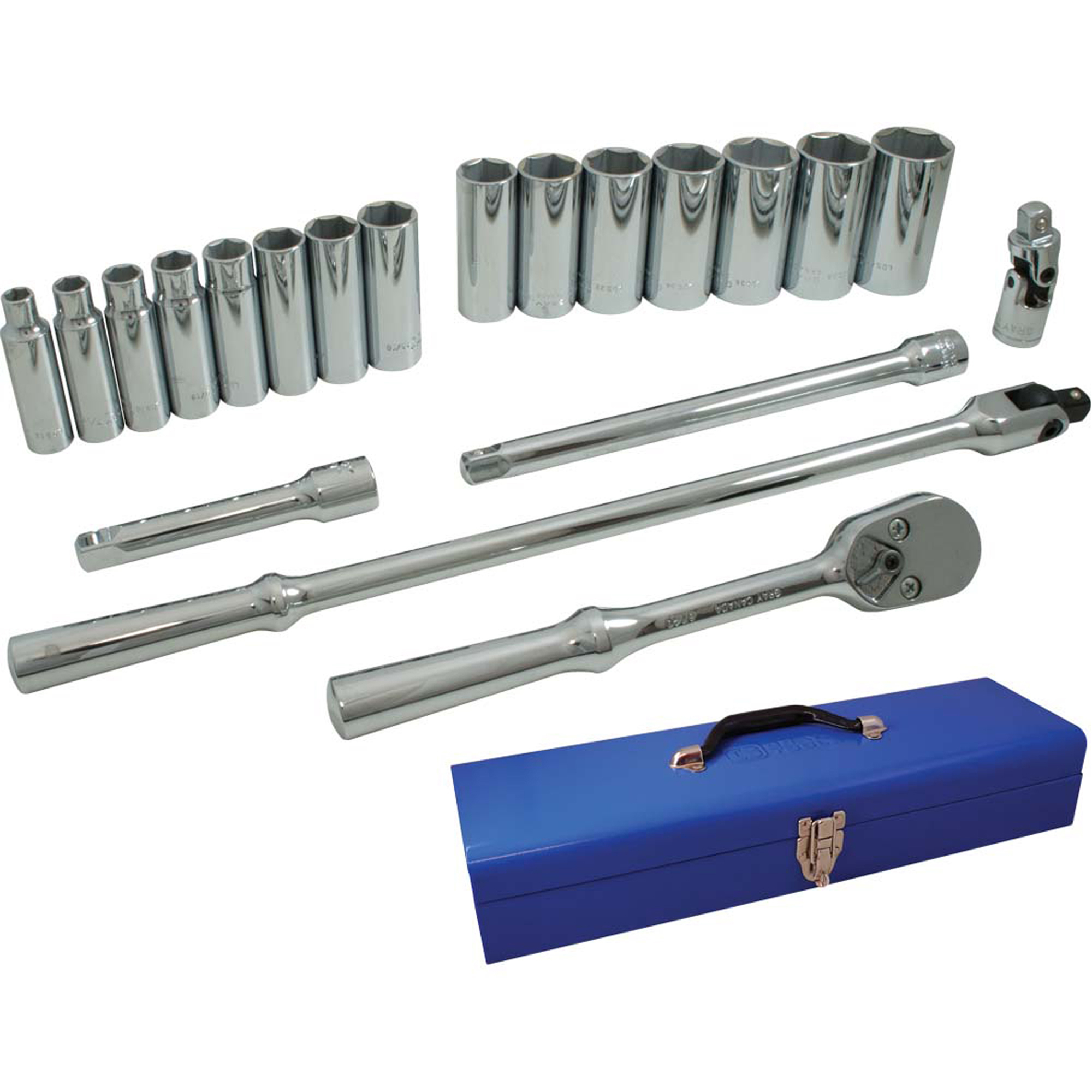 Jeu de douilles et accessoires, 20 Mcx, Prise de 1/2", Profond