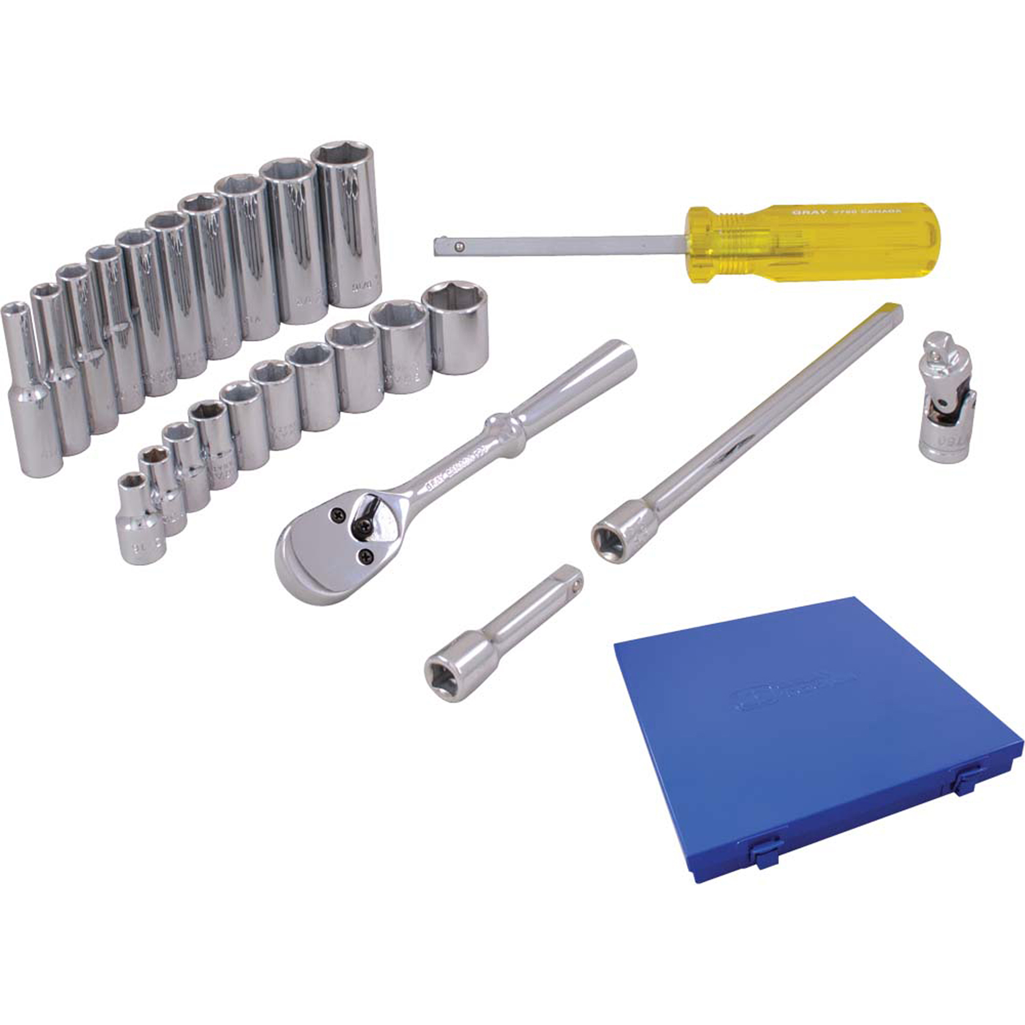 Jeu de douilles et accessoires, 25 Mcx, Prise de 1/4", Profond