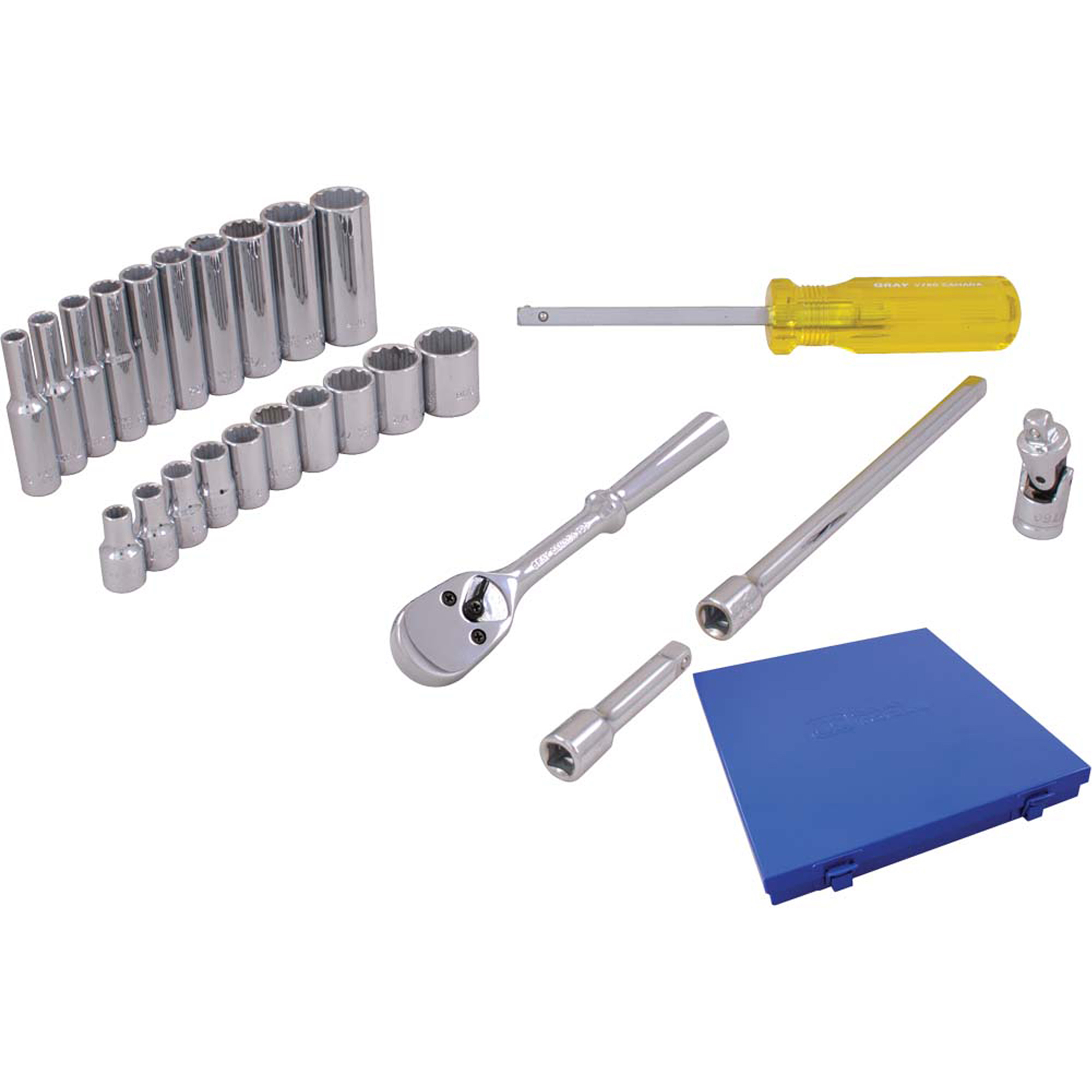 Jeu de douilles et accessoires, 25 Mcx, Prise de 1/4", Profond
