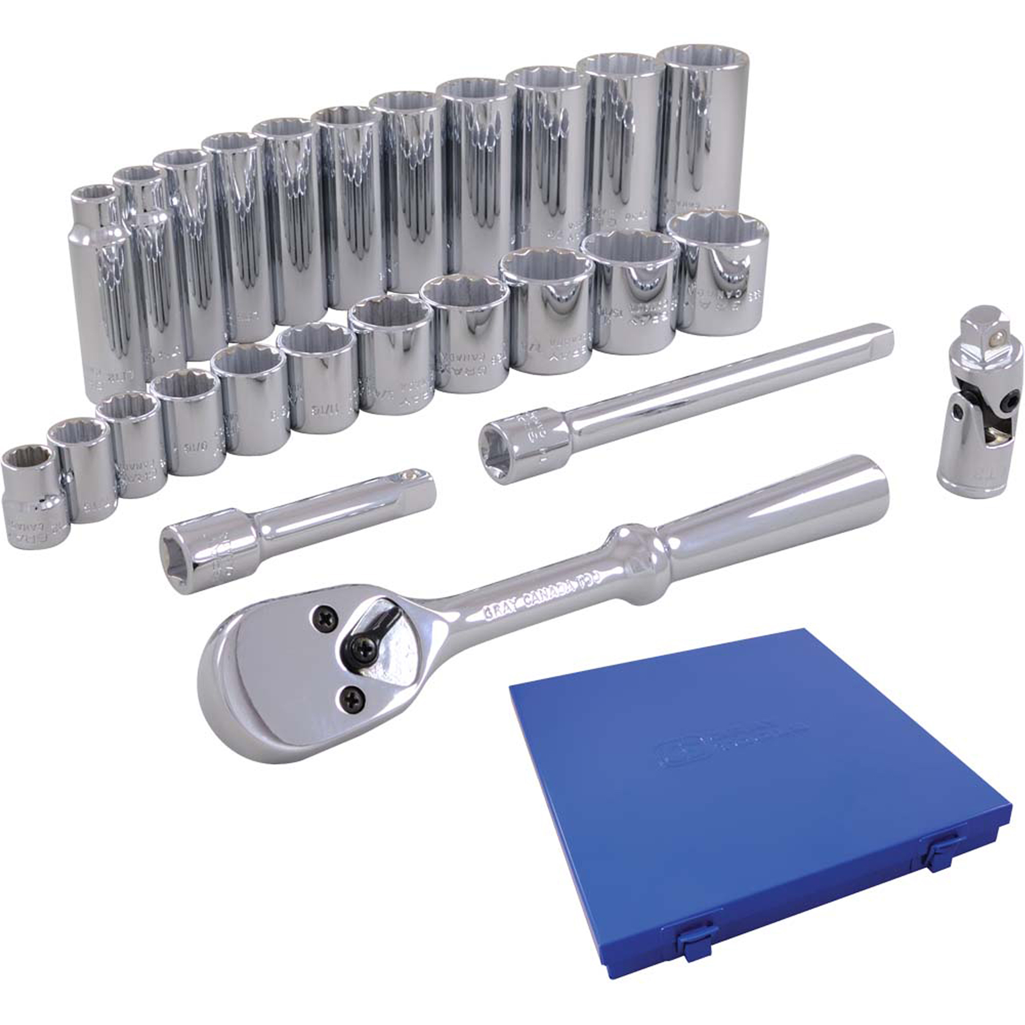 Jeu de douilles SAE et accessoires, 26 Mcx, Prise de 3/8", Profond