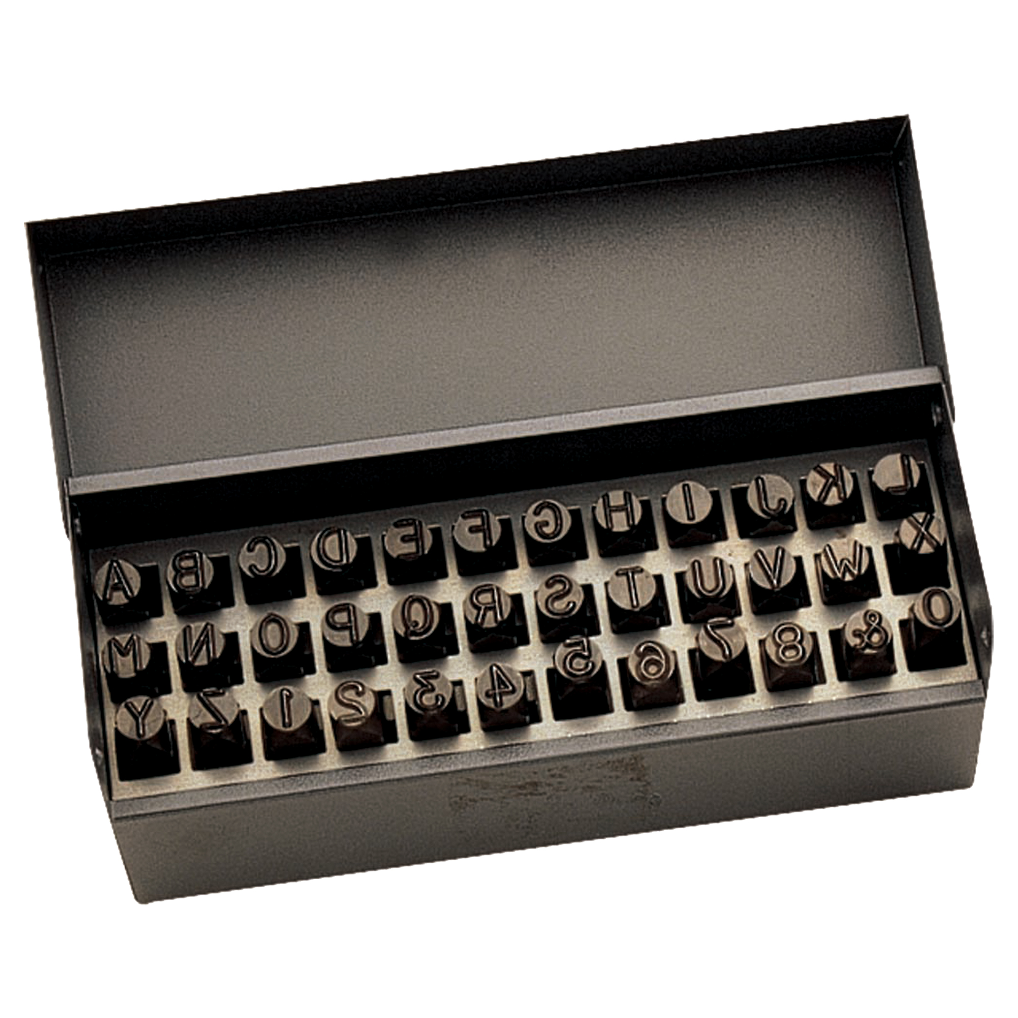 Jeu de lettres et numéros pour estampage à la main, 36 morceaux