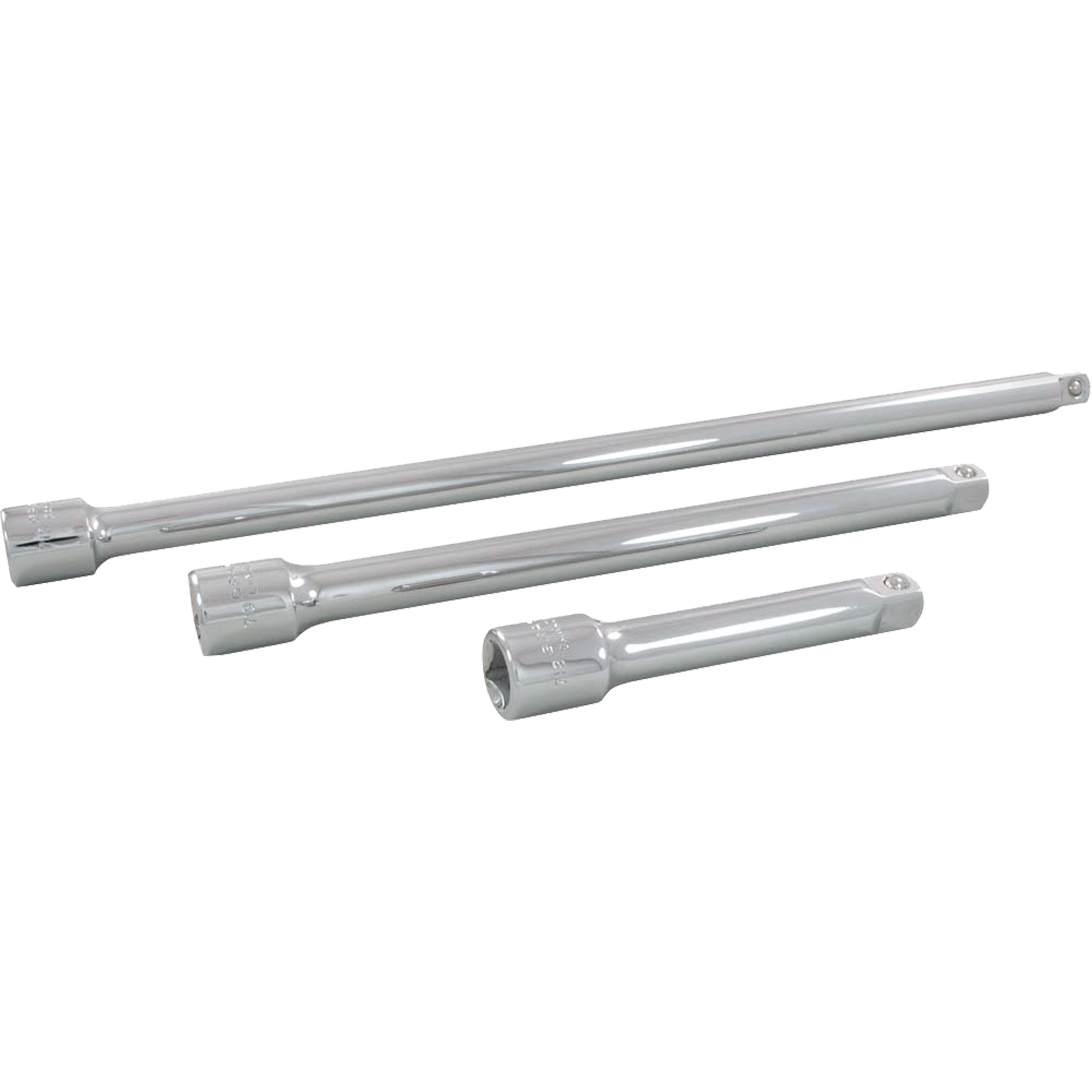 Jeu de rallonges pour douilles, Prise de 1/2", Fini Chrome, 3 Mcx