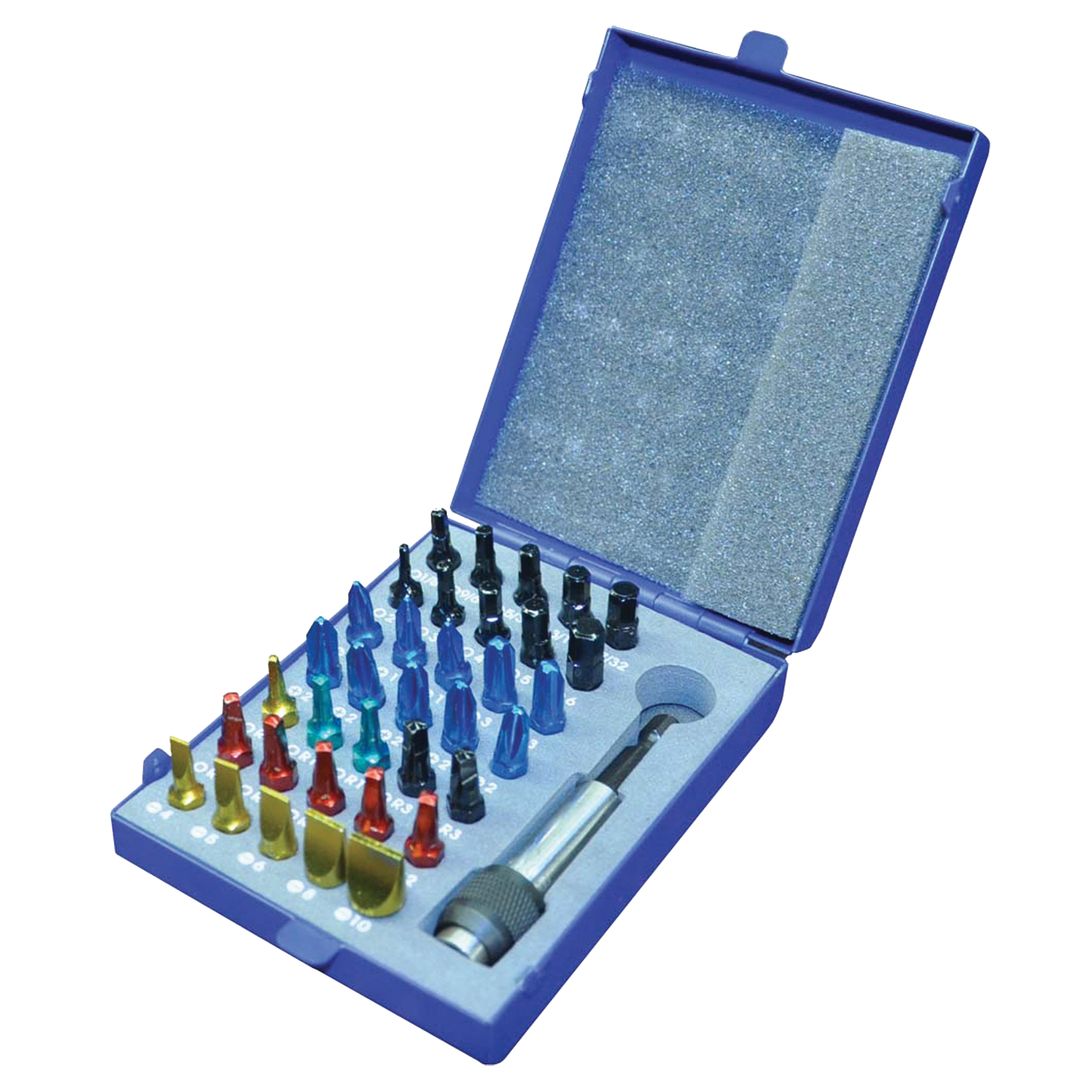 Jeu d'embouts à insérer de couleur avec boîtier en métal