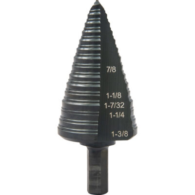 Foret étagé à trous multiples no 12, 7/8" - 1-3/8", Incréments de 1/16", Acier rapide