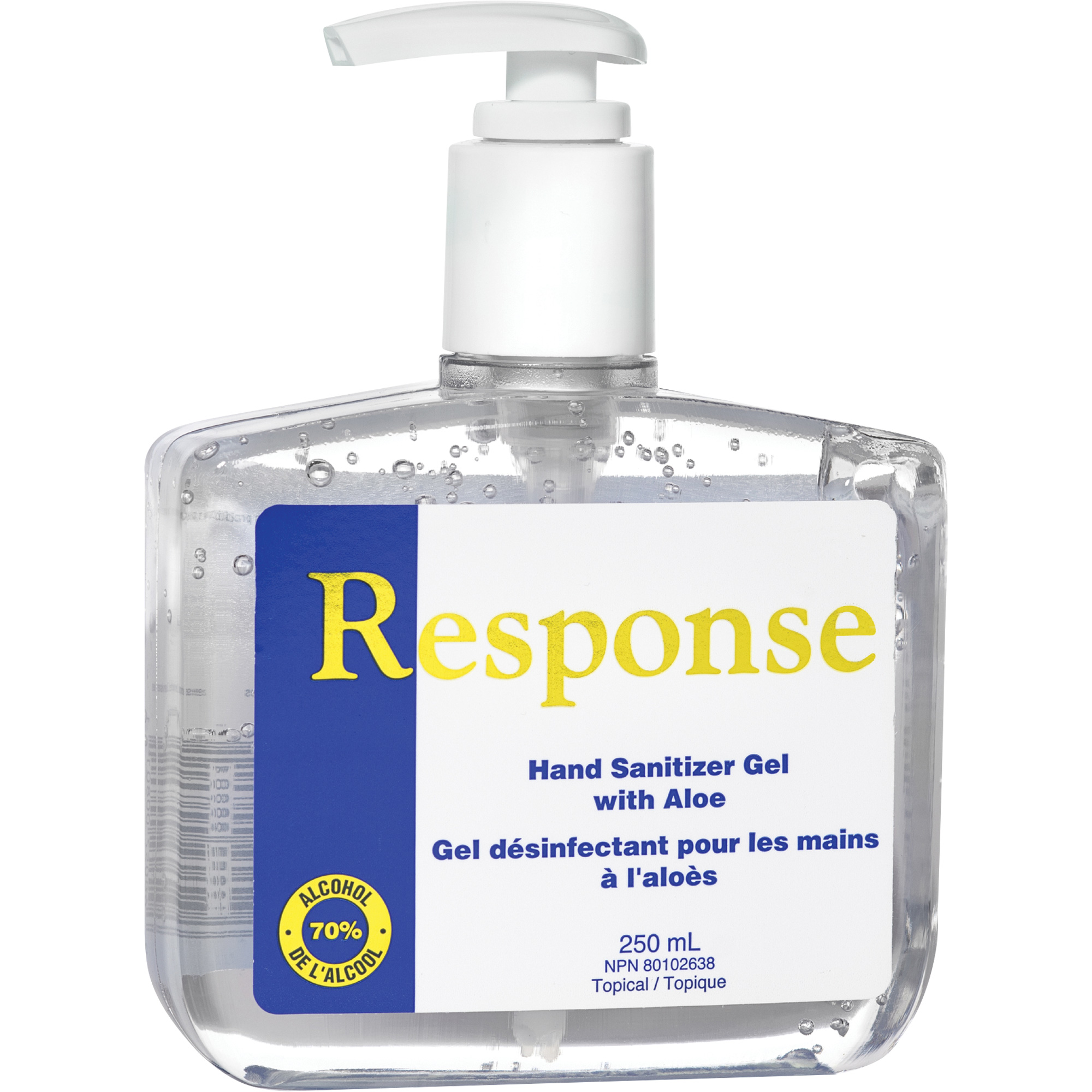 Gel désinfectant pour les mains à l'aloès ResponseMD, 250 ml, Bouteille à pompe, 70 % alcool