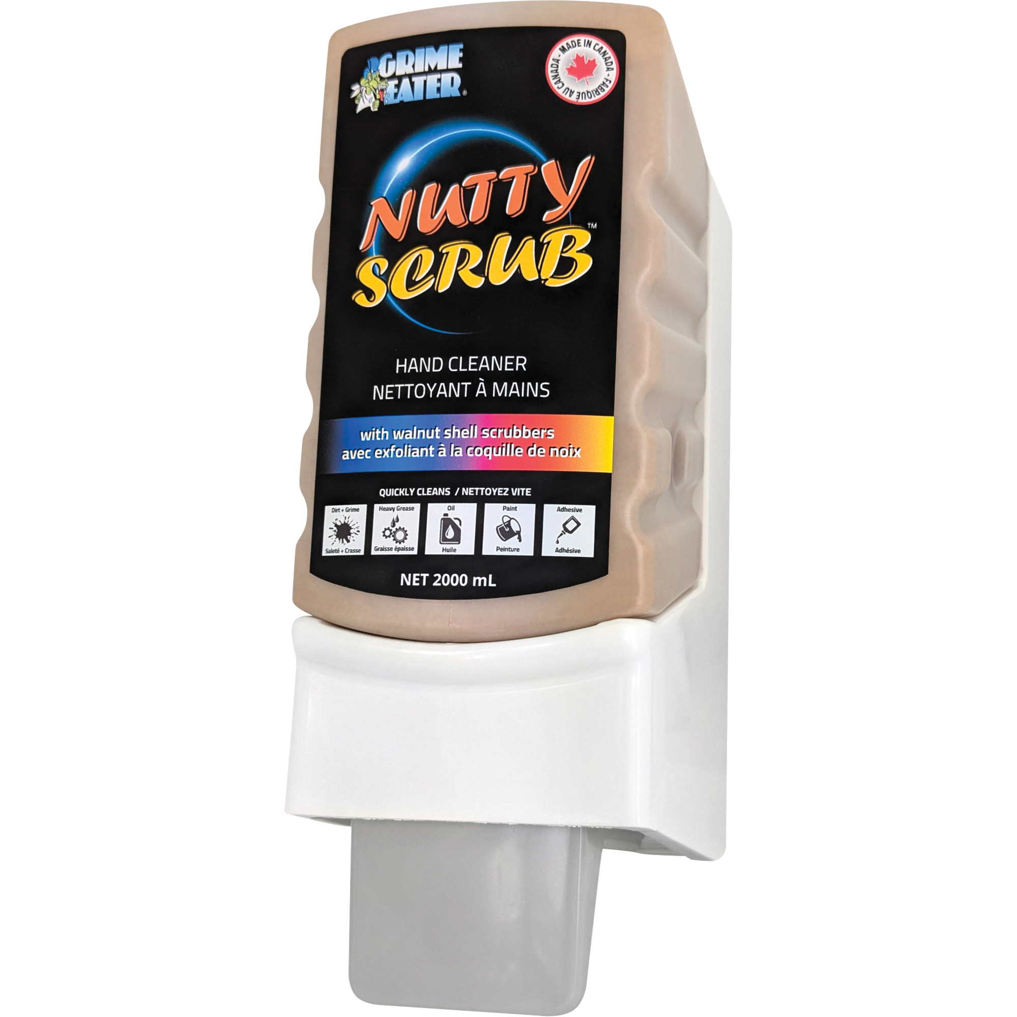 Nettoyant à mains avec exfoliant en coquille de noyer Nutty ScrubMC, Pierre ponce, 2000 ml, Cartouche en plastique, Sans parfum