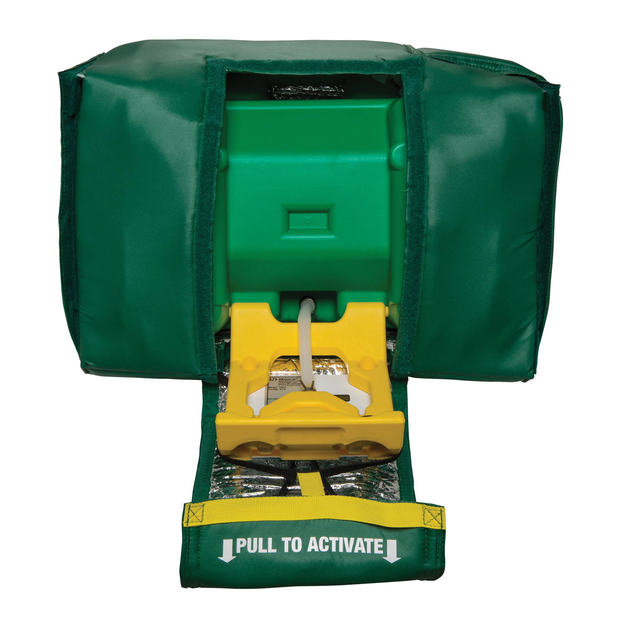 Douche oculaire portative, eau tiède, Alimenté par gravité, Capacité 9 gal., Conformité ANSI Z358.1