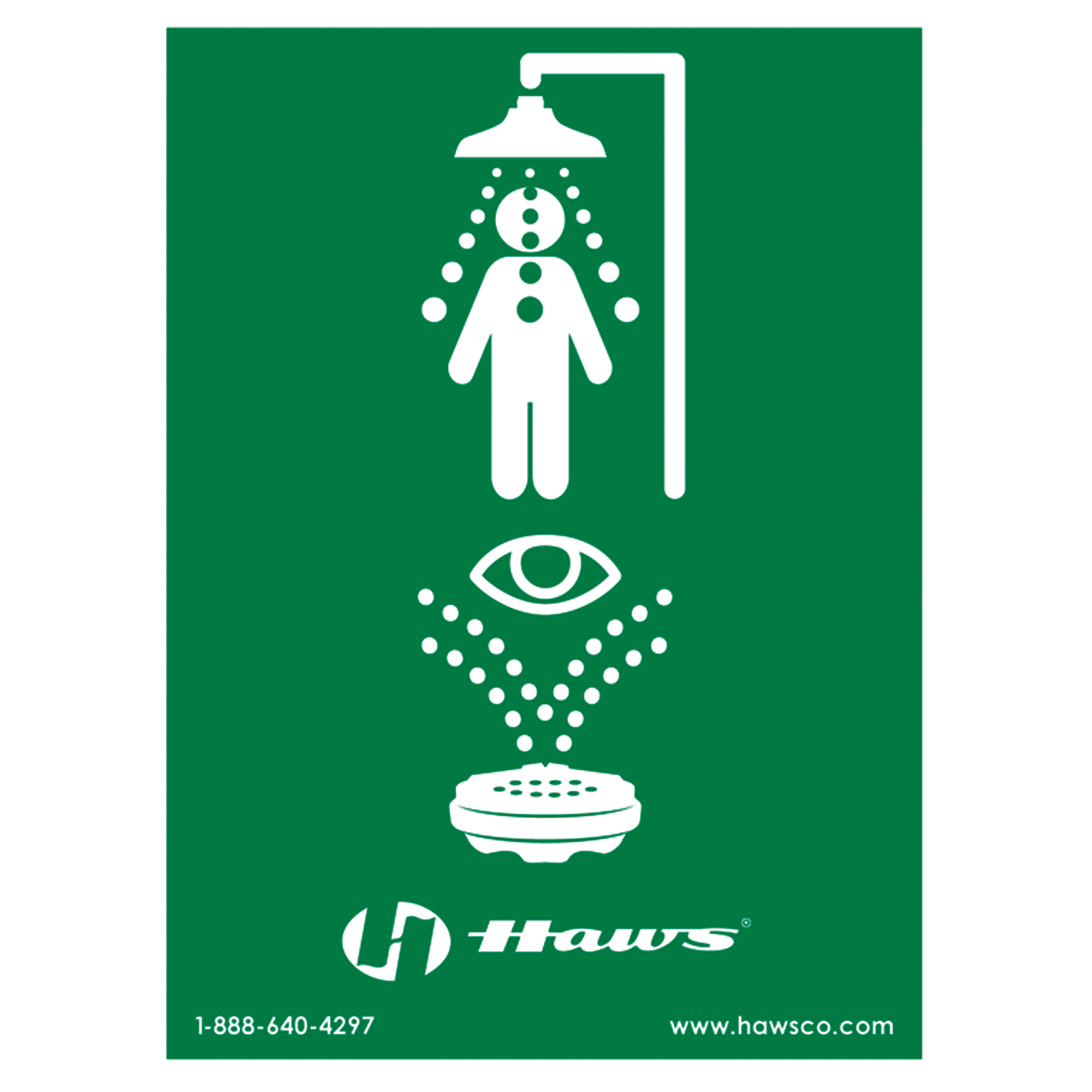 Enseigne douche/douche oculaire d'urgence, 24" x 18", Plastique, Pictogramme