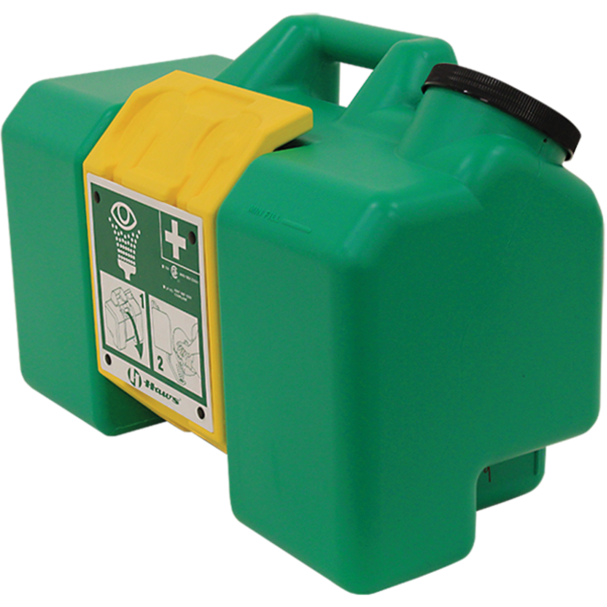 Poste de douche oculaire, Alimenté par gravité, Capacité 9 gal., Conformité ANSI Z358.1