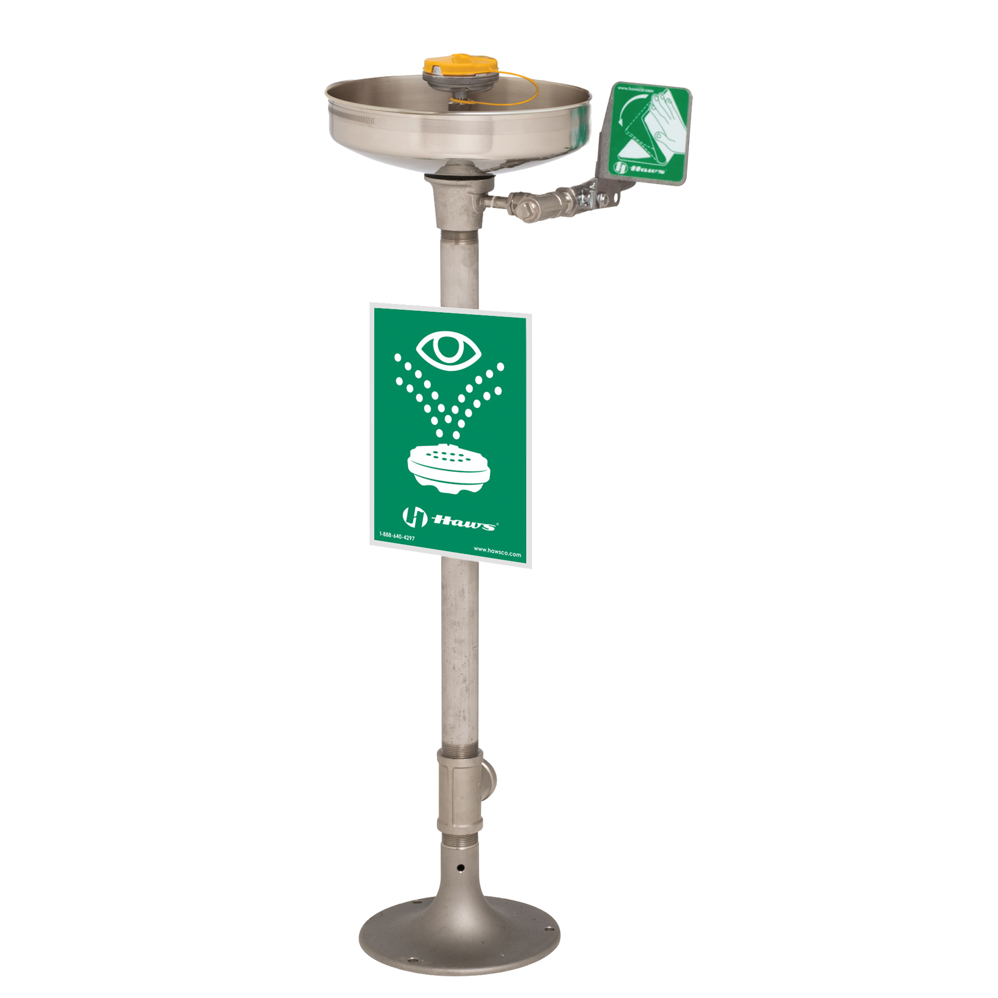 Poste de douche oculaire/faciale AxionMD, Installation Socle, Bol Acier inoxydable