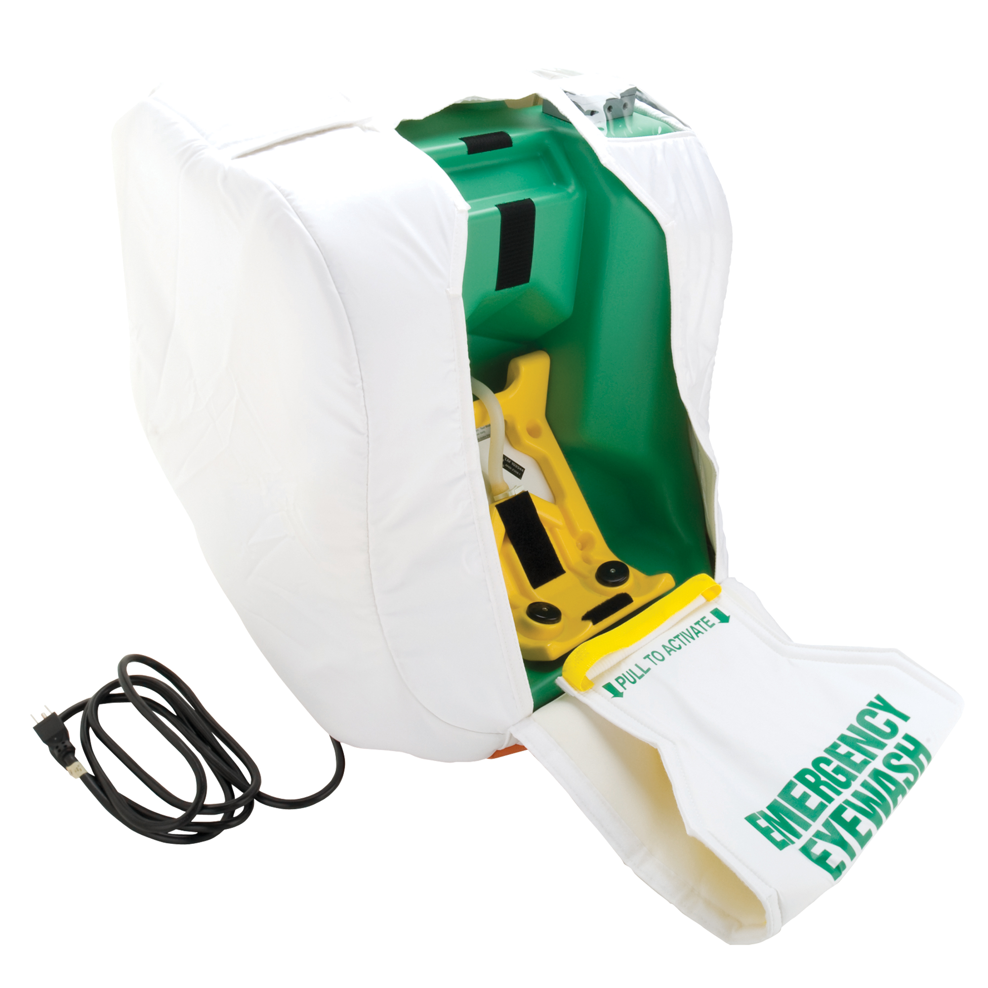 Poste de douche oculaire portable et chauffé, Alimenté par gravité, Capacité 16 gal., Conformité ANSI Z358.1
