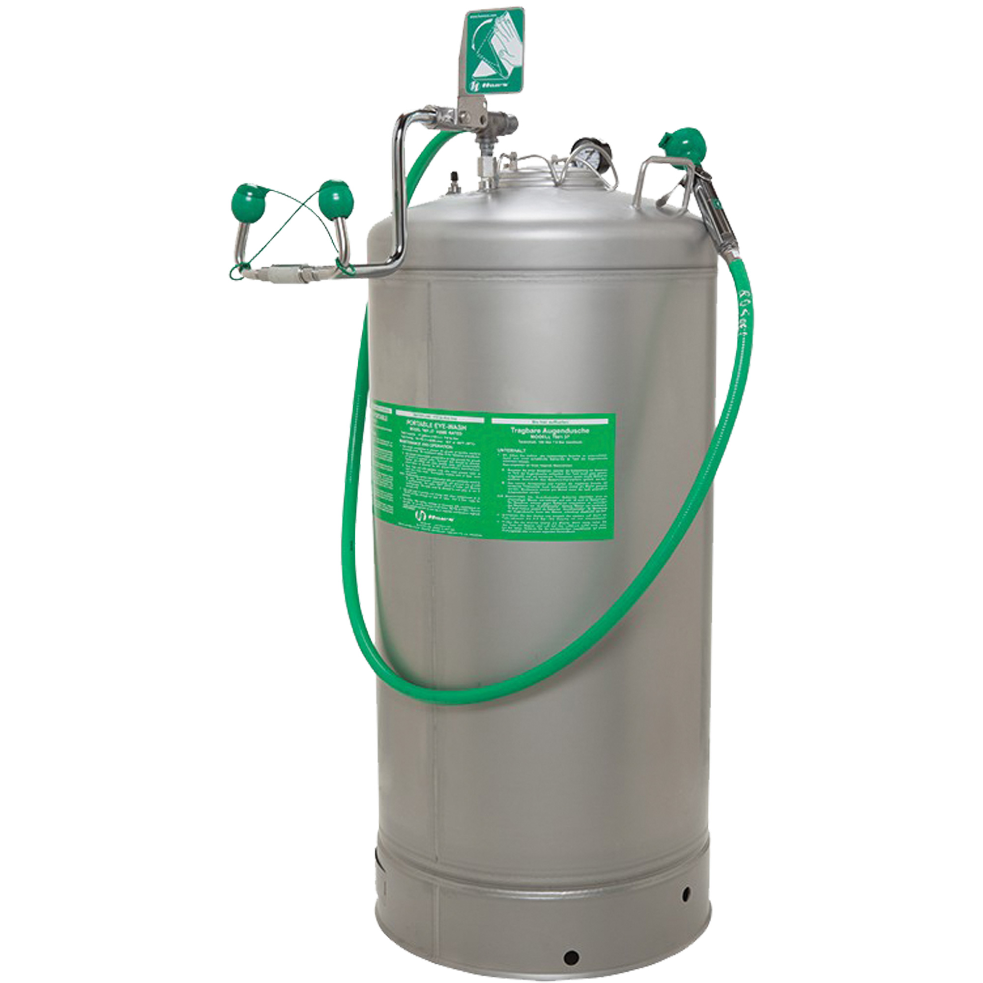 Stations portatives de douche oculaire, Pressurisé, Capacité 37 gal., Conformité ANSI Z358.1