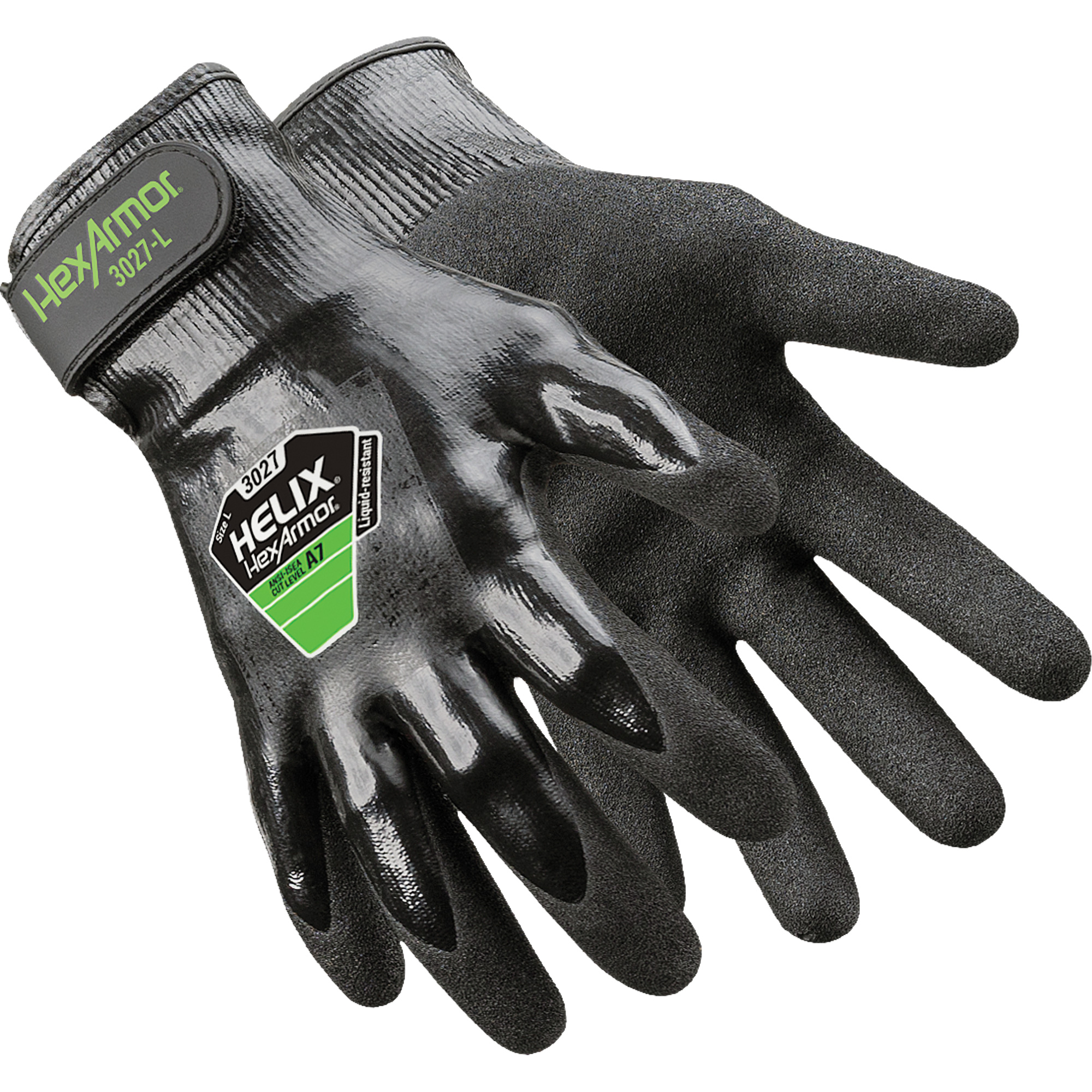 Gants HelixMD 3027, Taille T-Grand/10, Calibre 21, Revêtement Nitrile, Enveloppe en PEHP, ASTM ANSI niveau A7