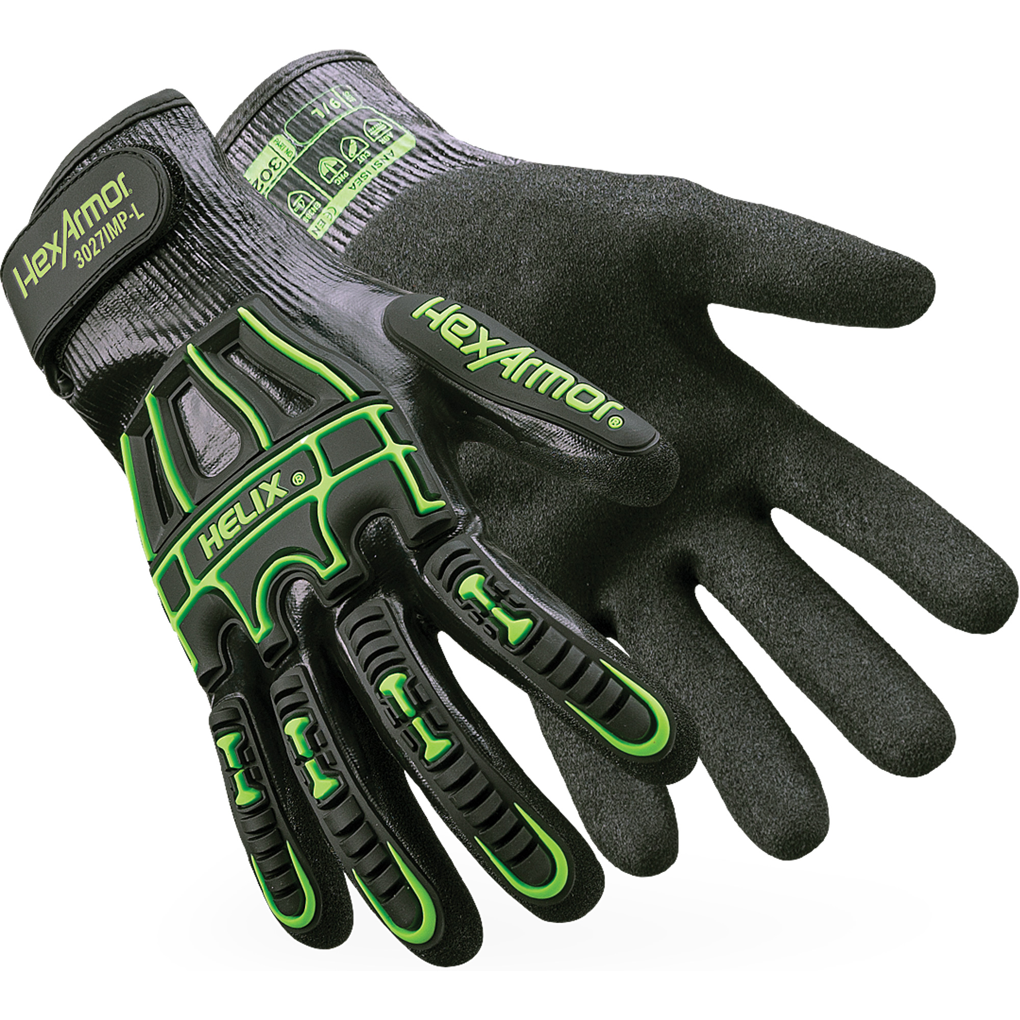 Gants HelixMD 3027IMP, Taille 12/3T-Grand, Calibre 21, Revêtement Nitrile, Enveloppe en PEHP, ASTM ANSI niveau A7