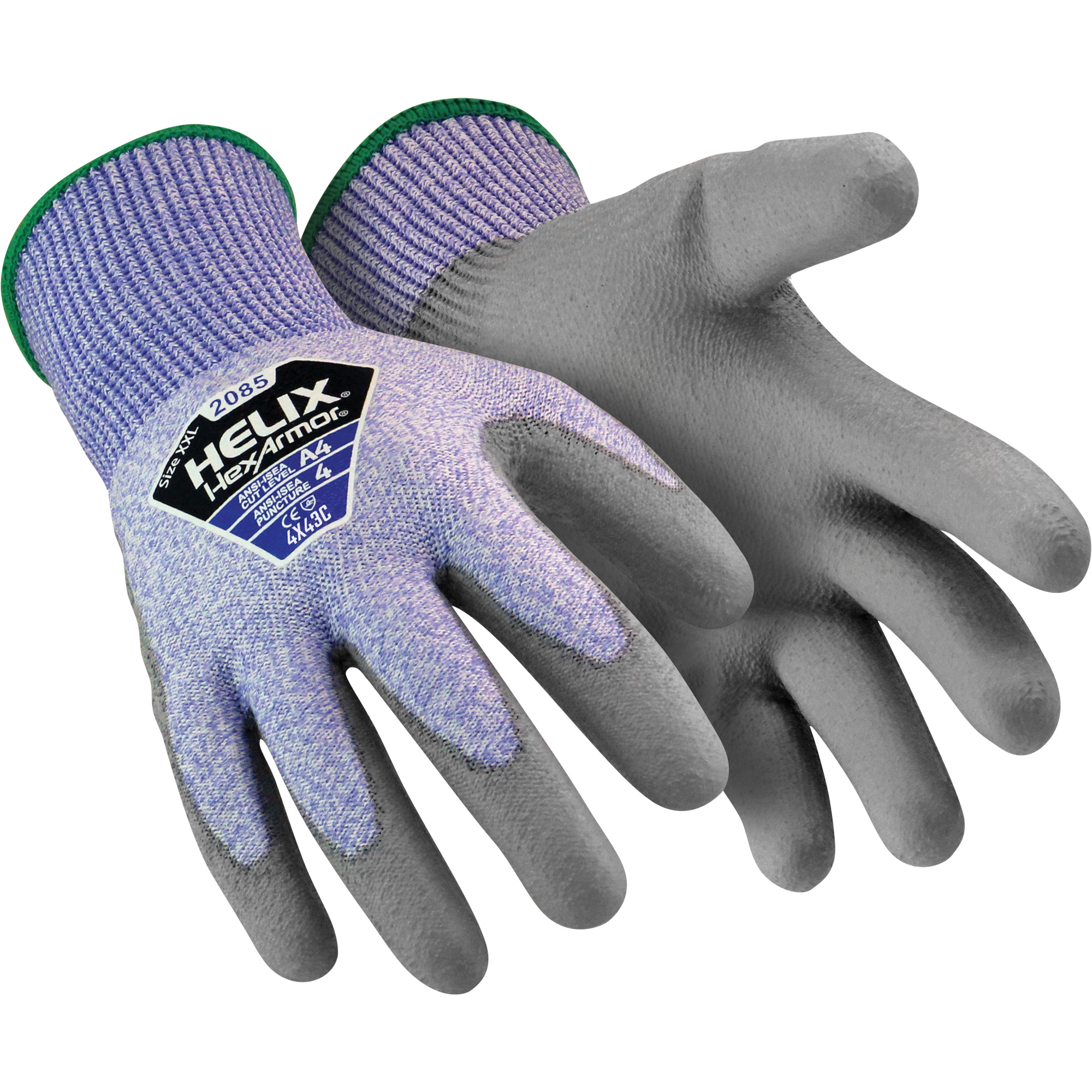 Gants résistant à l'abrasion HelixMD 2085, Taille Moyen, Calibre 13, Revêtement PVC, Enveloppe en Fibre de verre/PEHP, ASTM ANSI niveau A4