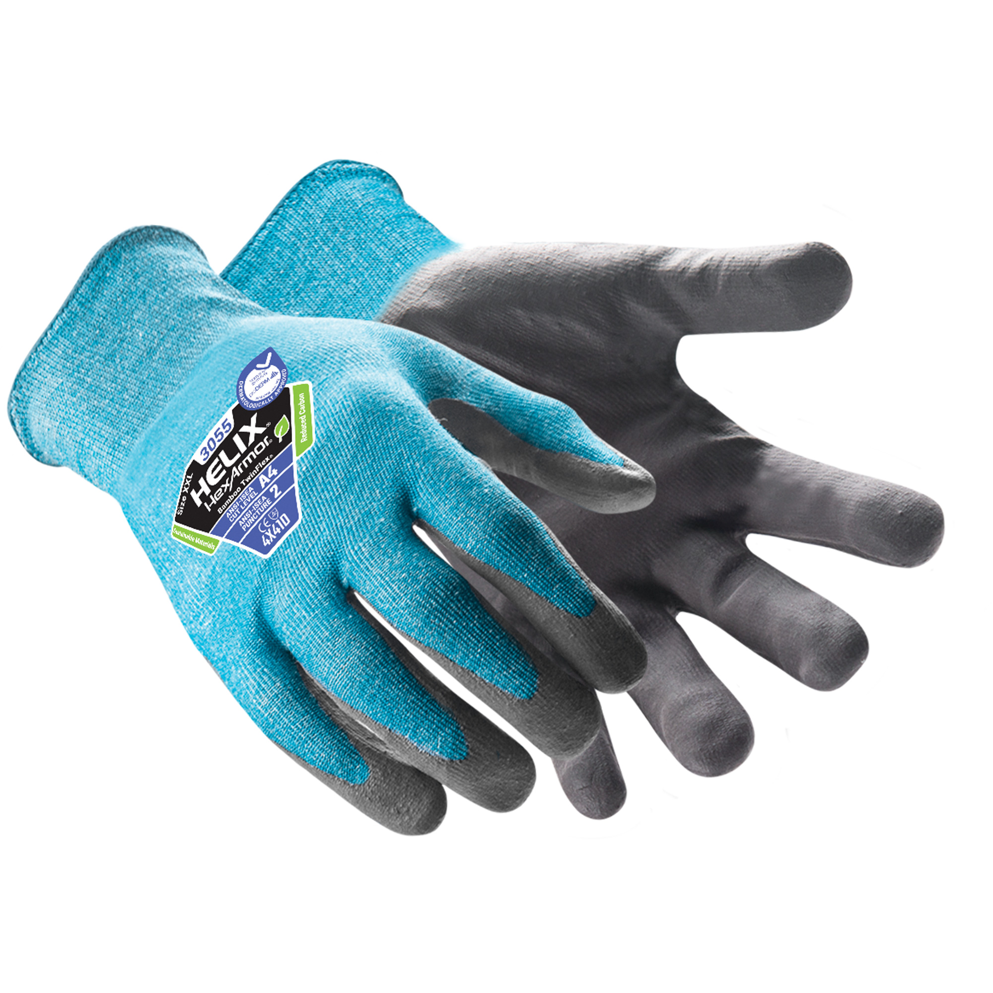 Gants résistants aux coupures HelixMD 3055 Bamboo TwinFlexMD, Taille Grand/9, Calibre 18, Revêtement Nitrile, Enveloppe en PEHP/Polyamide, ASTM ANSI niveau A4