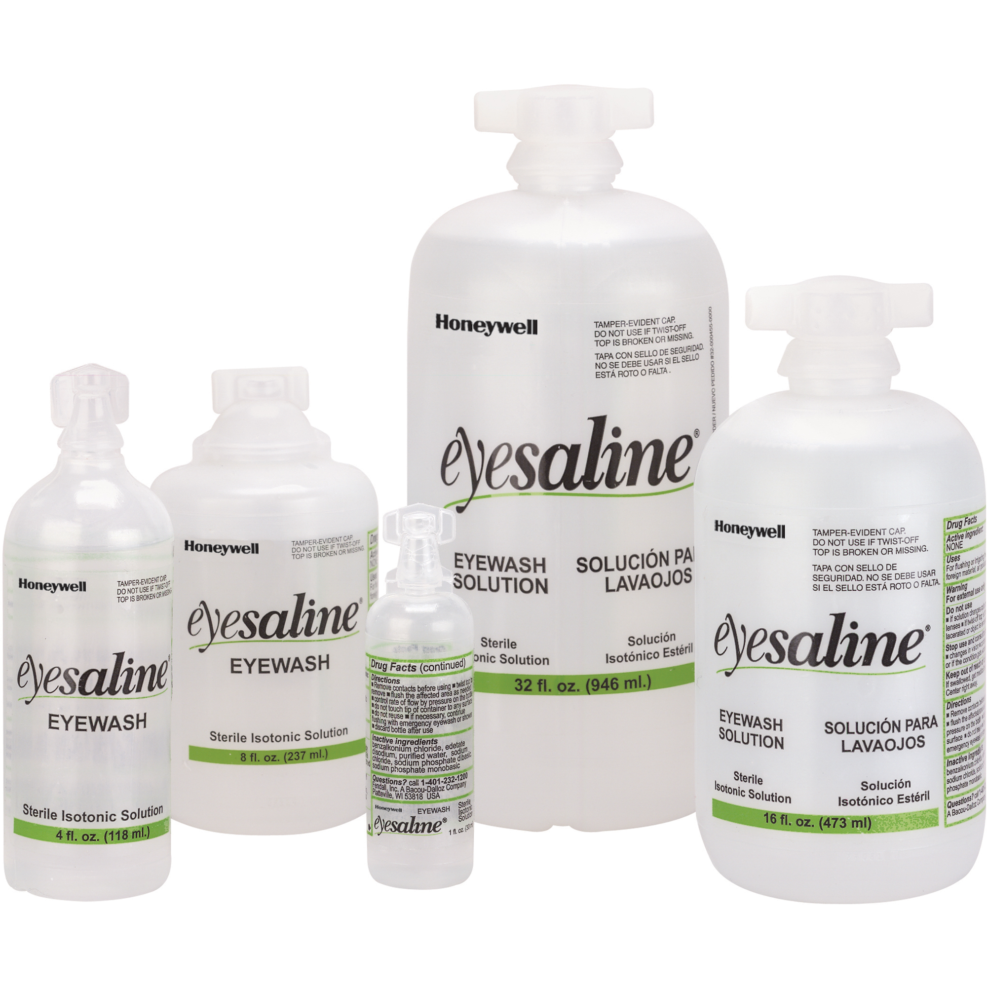 Bouteilles de solution saline pour douche oculaire, Bouteille Plein, 1 oz