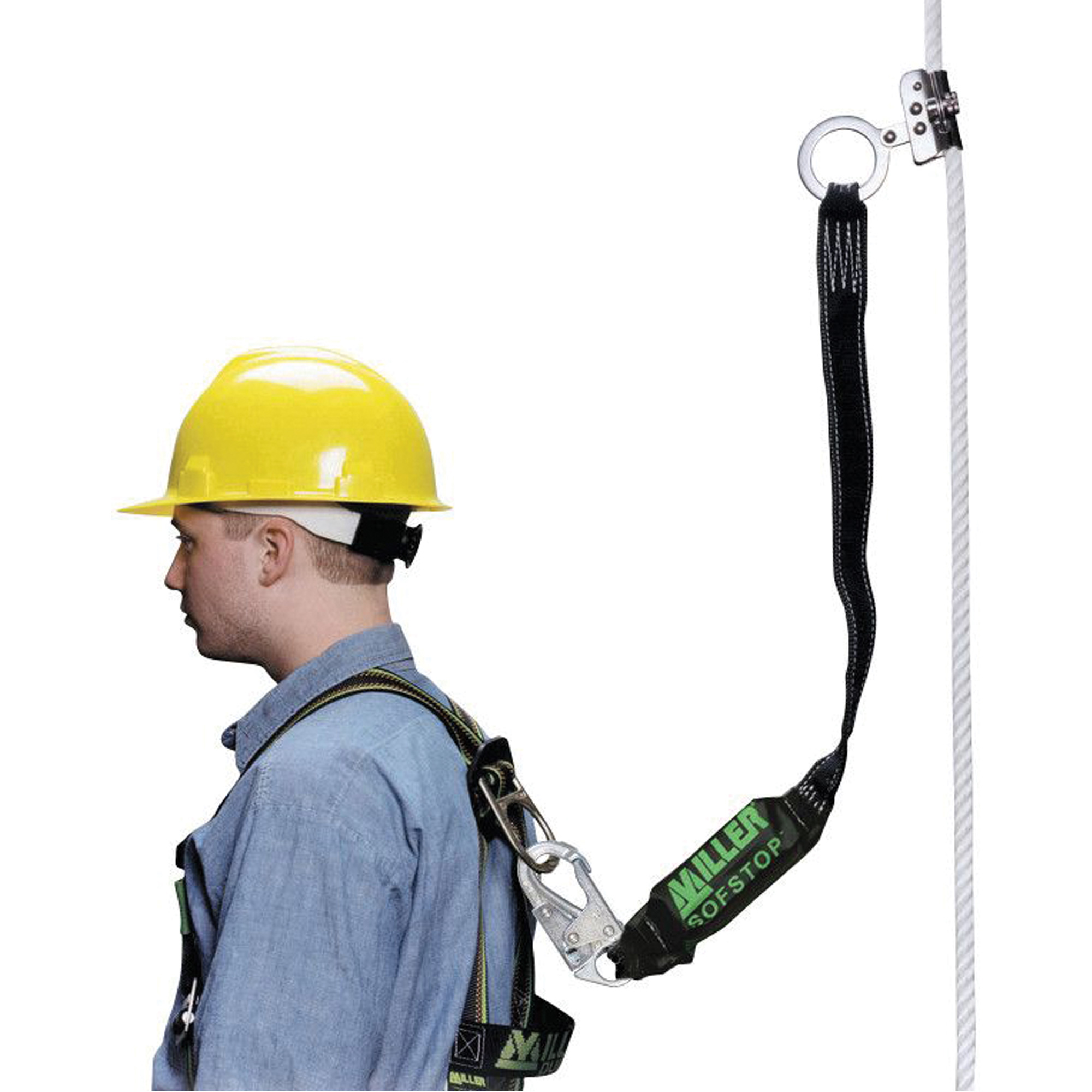 Coulisseau de sécurité trainant, Avec longe