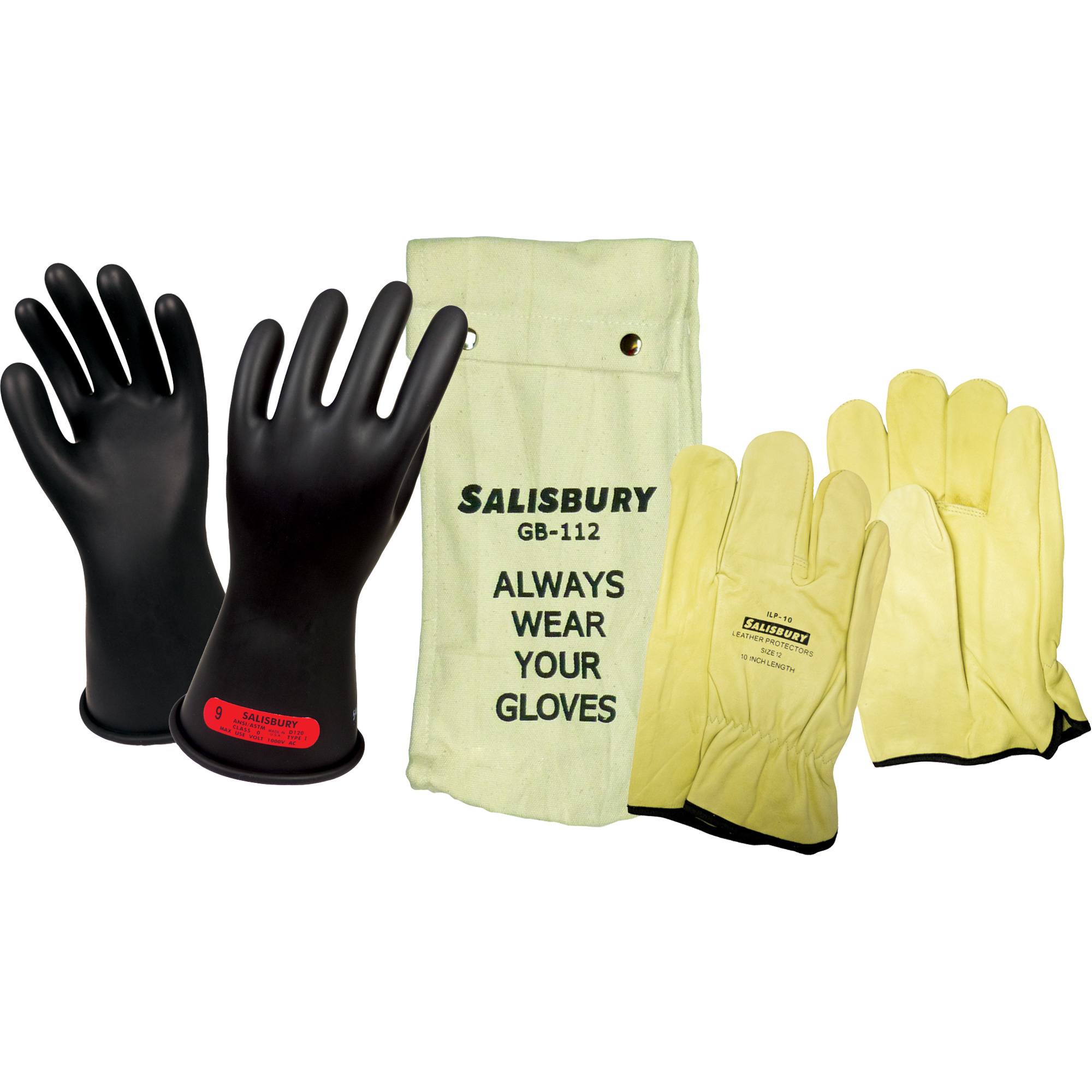Ensemble de gants isolés contre l'électricité SalisburyMC, ASTM classe 0, Taille 12, 11" lo