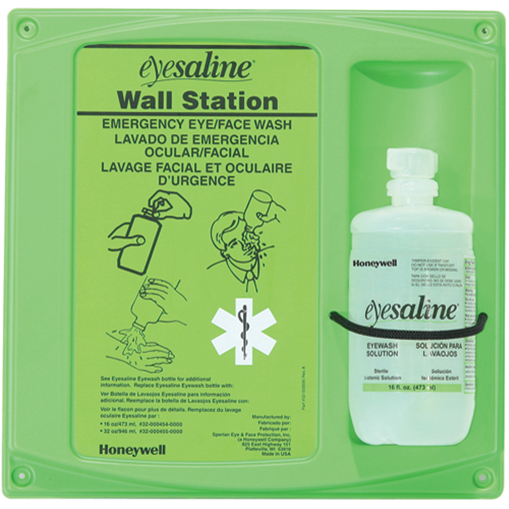 Support mural pour solution saline de douche oculaire, Simple