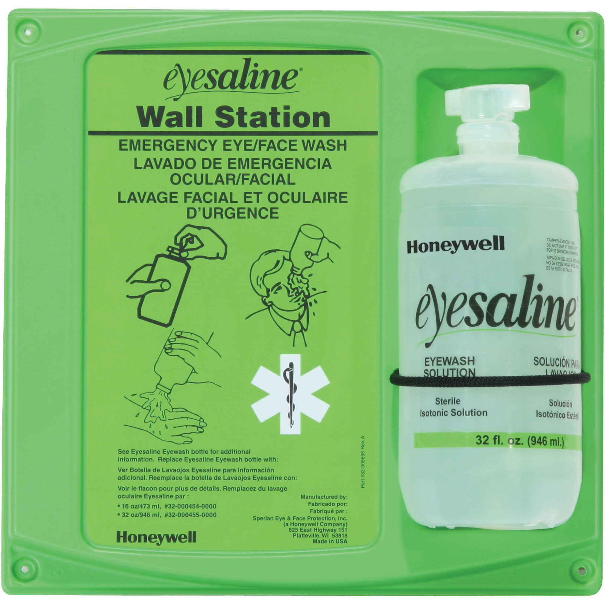 Support mural pour solution saline de douche oculaire, Simple