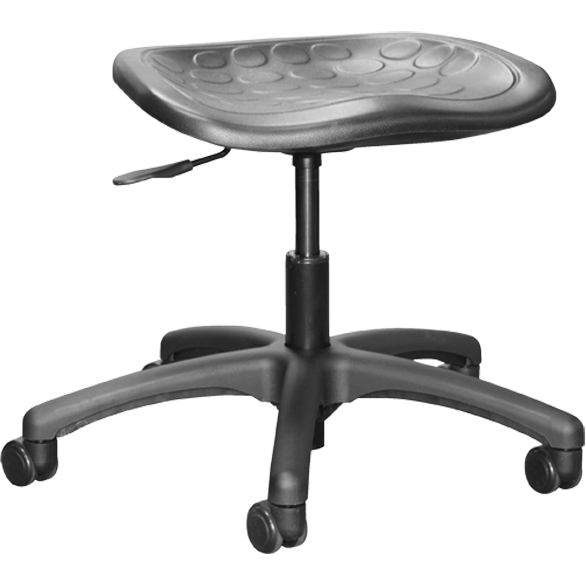 Tabourets industriels ergonomiques Shoptech, Mobile, Ajustable, 16" - 21-1/2", Polyuréthane Siège, Noir