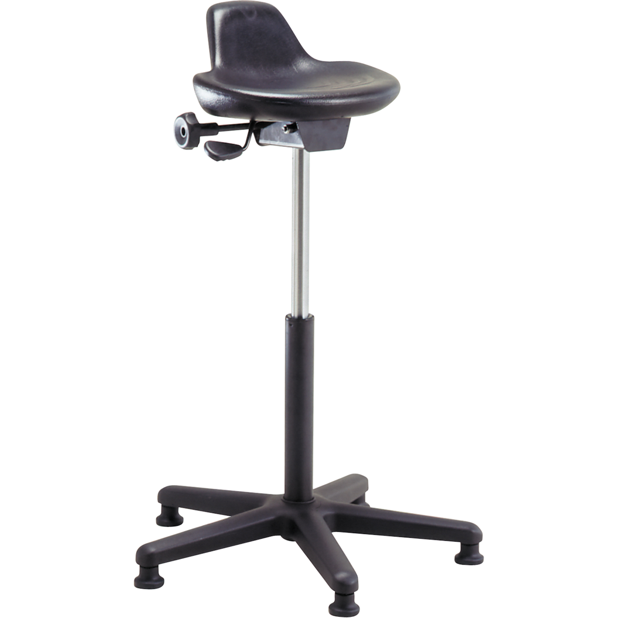 Tabourets Industriels Ergonomiques Shoptech, Position assise/debout, Ajustable, 21" - 31", Polyuréthane Siège, Noir