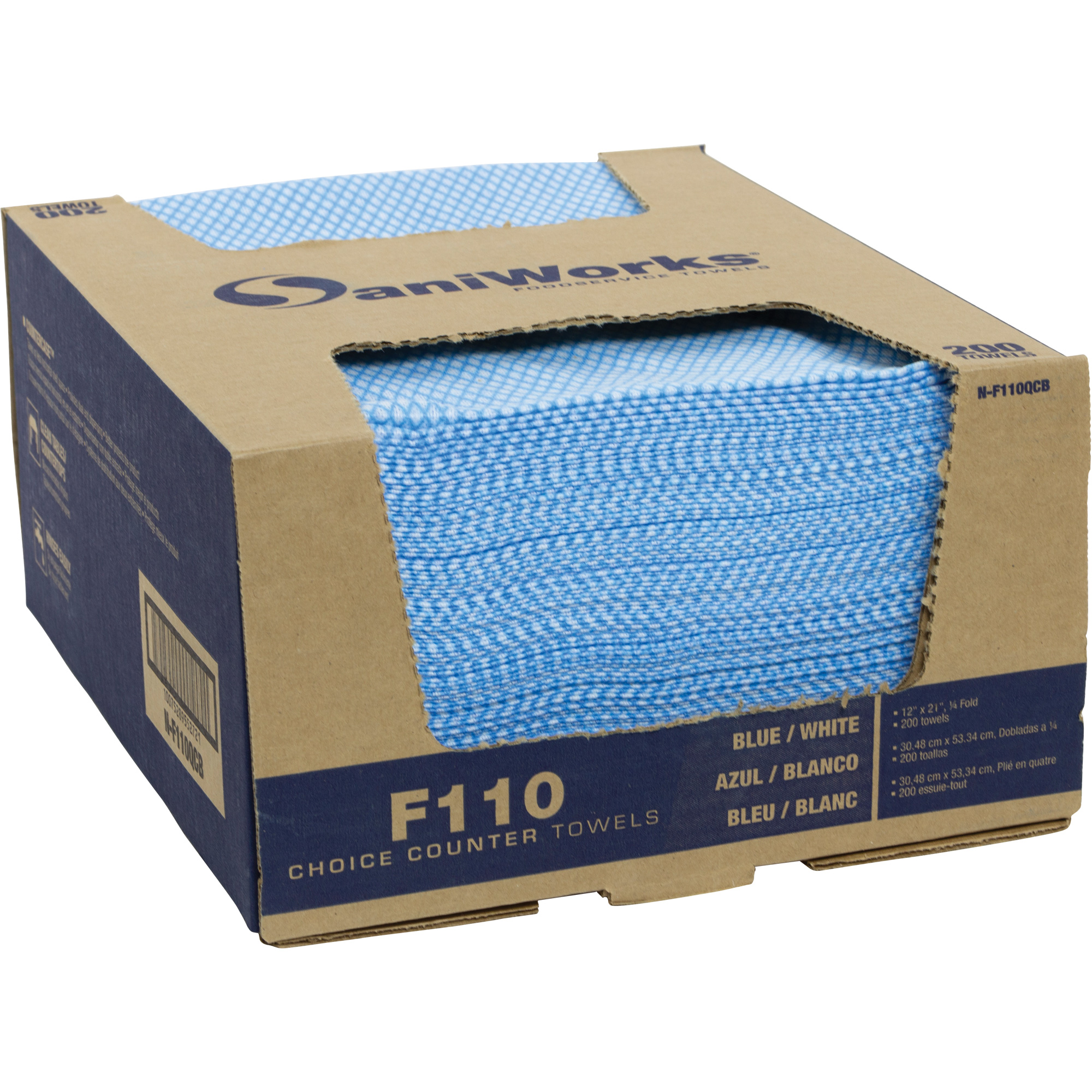 Chiffons de choix pour comptoir SaniWorksMD, Bleu/Blanc