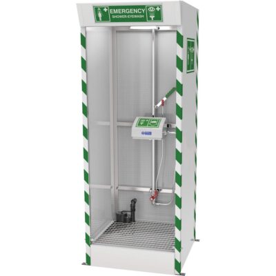Cabine de douche d'urgence et douche oculaire/faciale couverte avec pompe de puisard