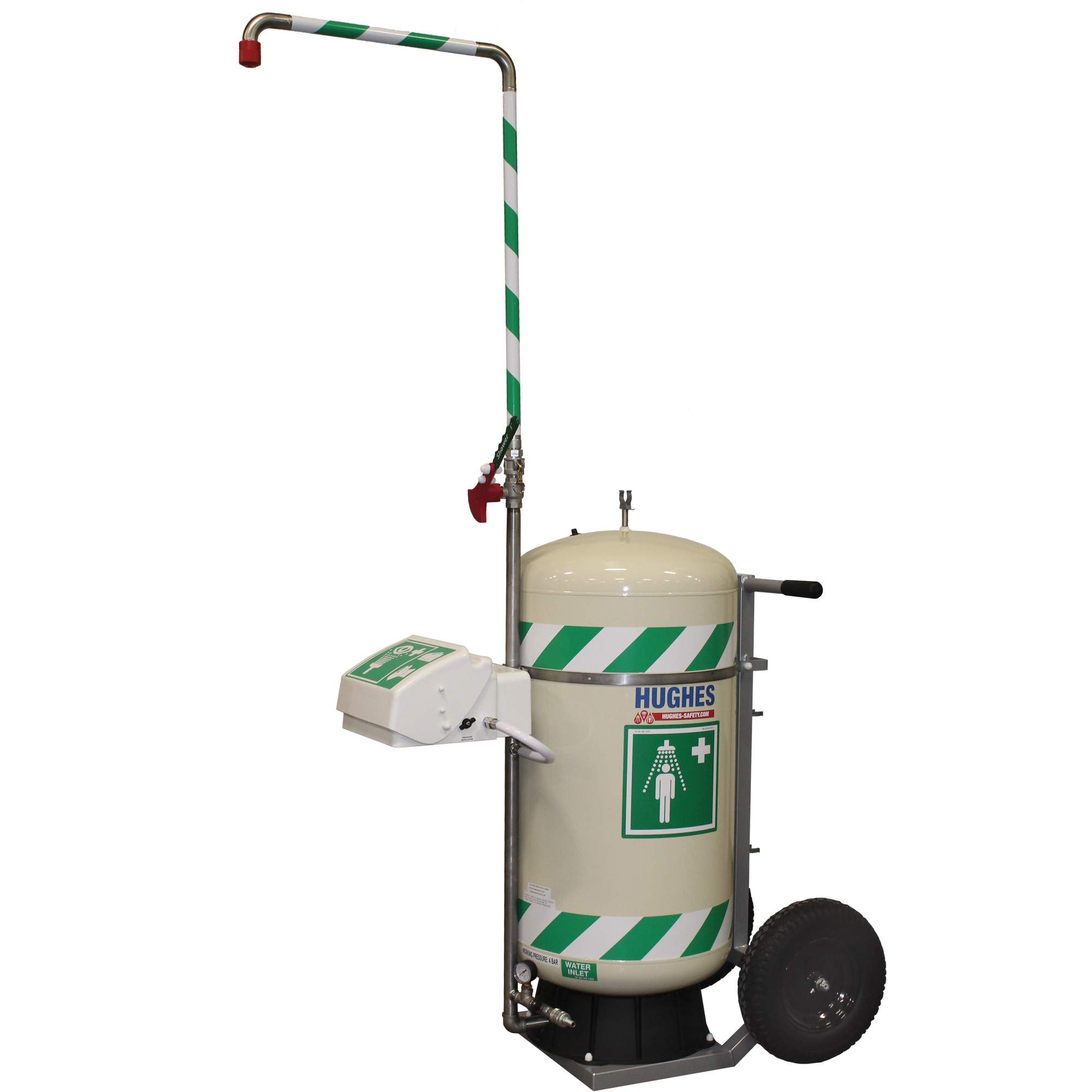 Douche d'urgence mobile et indépendant avec douche oculaire et faciale, Capacité 30 gal., Conformité Aucune
