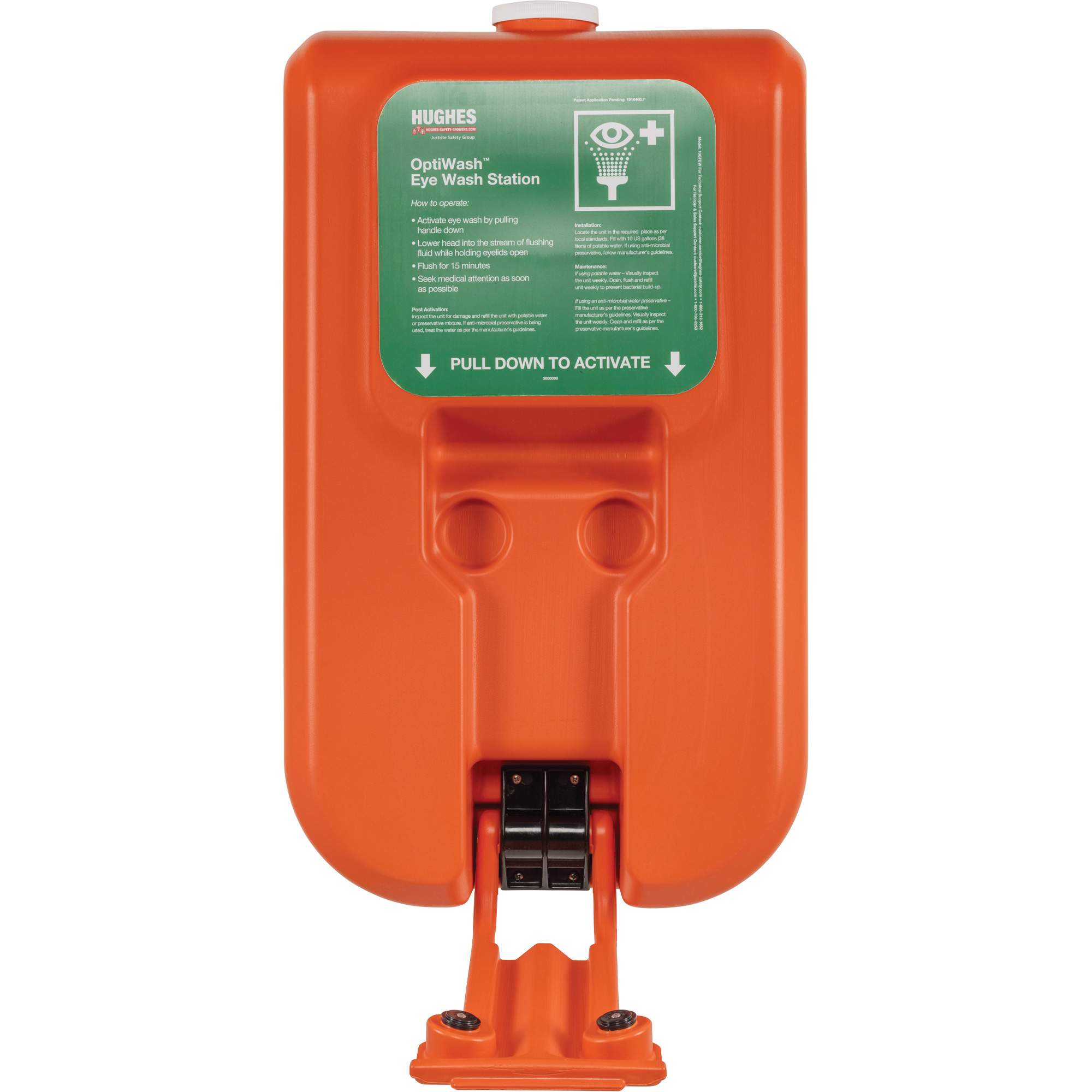 Poste de douche oculaire portable autonome, Alimenté par gravité, Capacité 10 gal., Conformité ANSI Z358.1