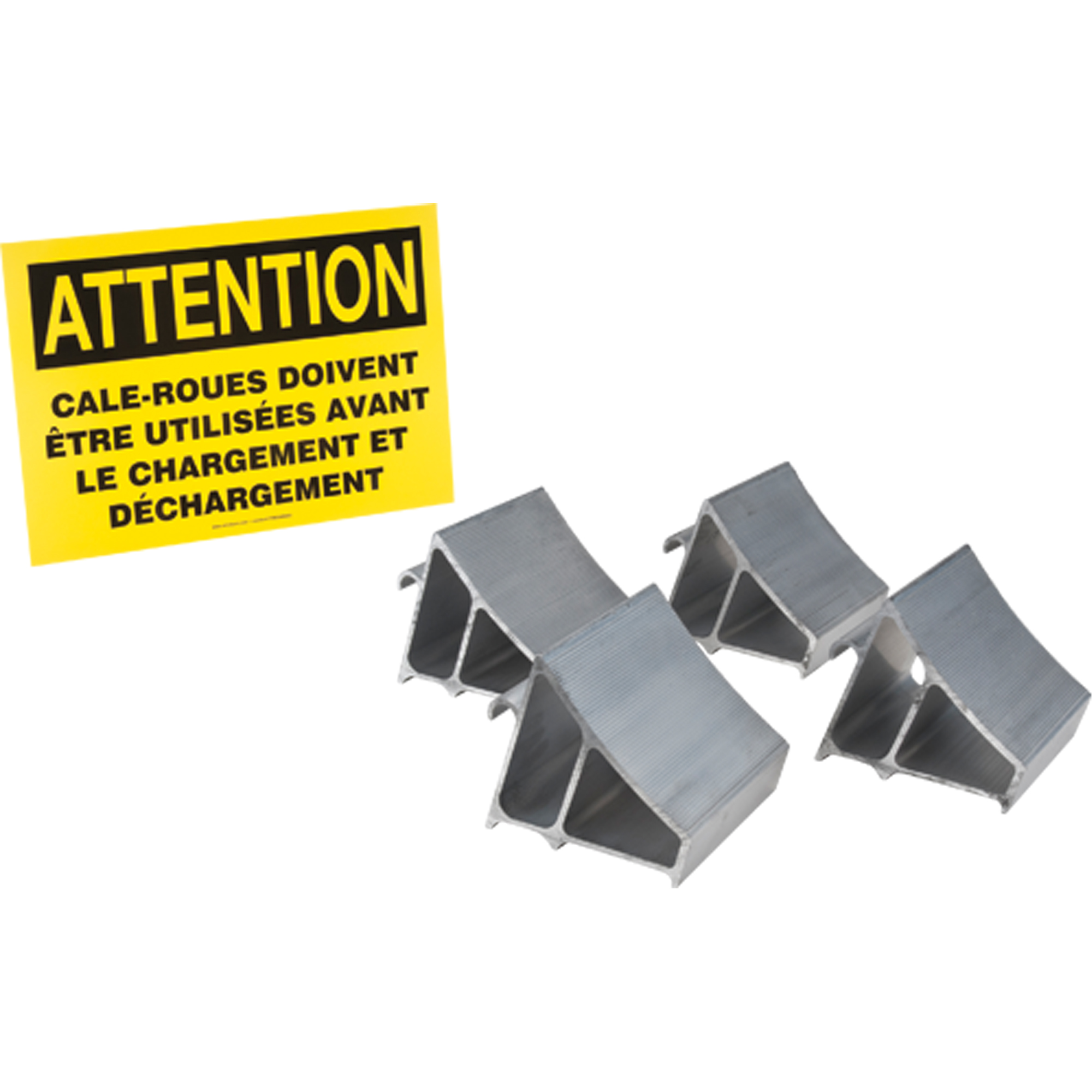 Ensemble de cales-roue en aluminium, 7" la x 6" p x 6" h