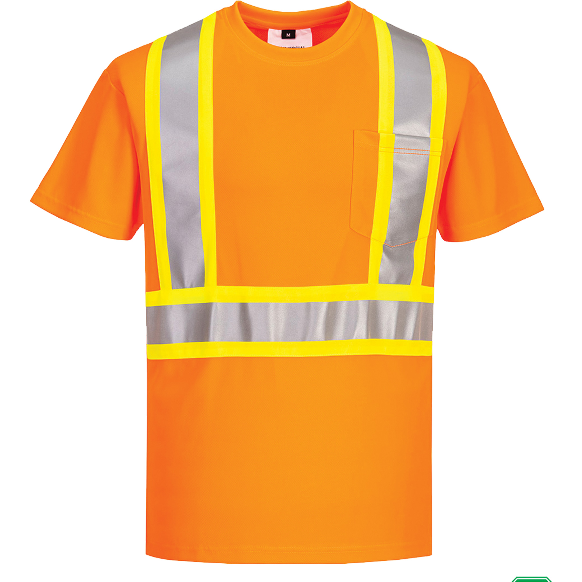 T-shirt de sécurité à bandes contrastantes, Polyester, 2T-Grand, Orange haute visibilité