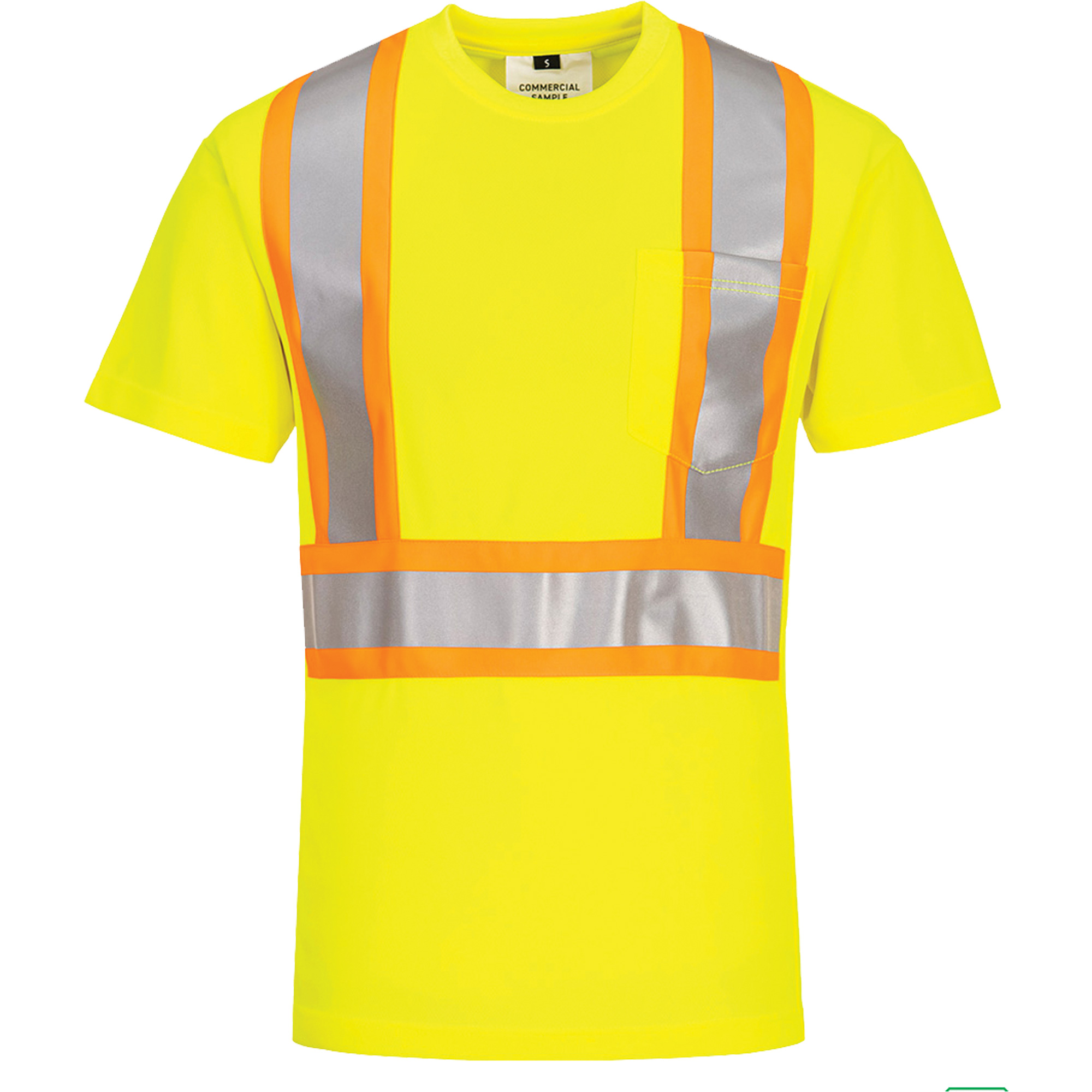 T-shirt de sécurité à bandes contrastantes, Polyester, 5T-Grand, Jaune lime haute visibilité