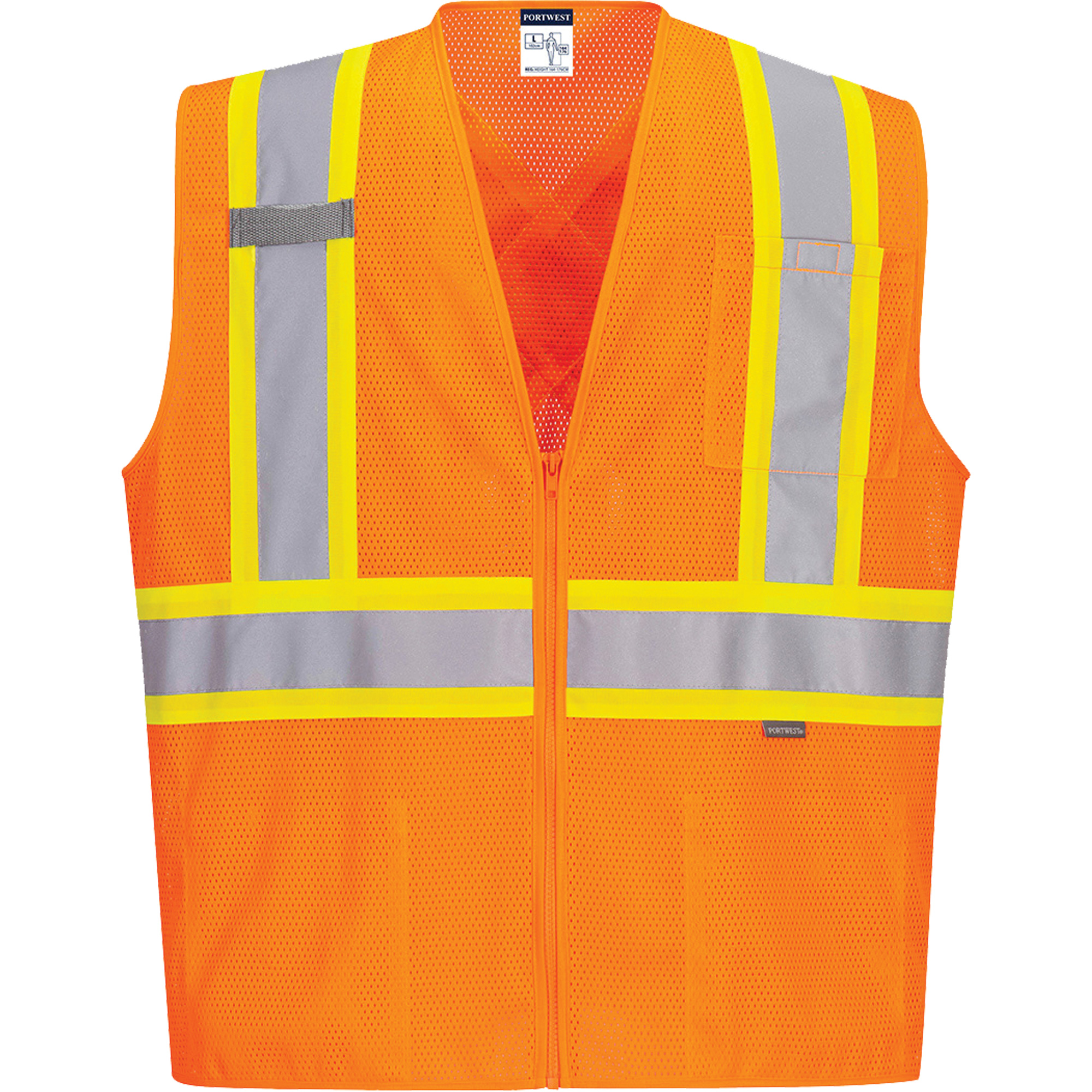 Veste de sécurité à bandes contrastantes, Orange haute visibilité, 5T-Grand, Polyester