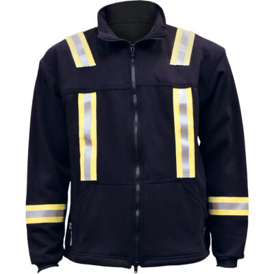 Veste FR rayée en molleton à fermeture à glissière complète, 2T-Grand (grande taille), Bleu marin