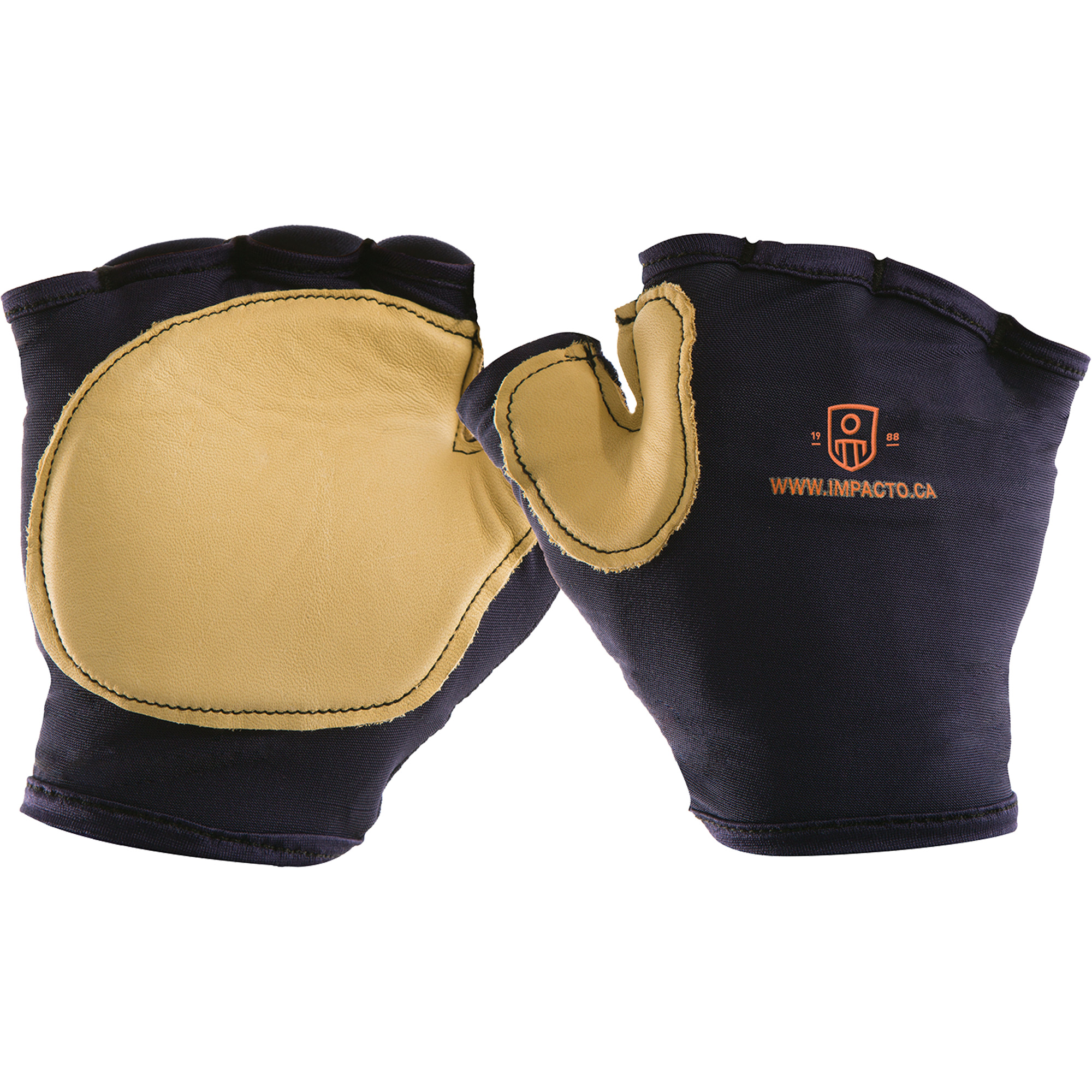 Gant antichoc sans doigts à prise d'outil, main droite, Taille Moyen, Paume Cuir fleur