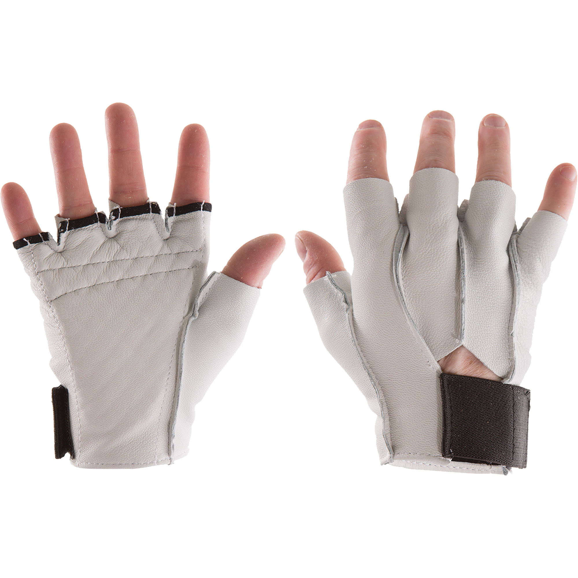 Gants antichocs avec paume à coussinet gaufré - Droit, Taille Grand, Paume Cuir fleur