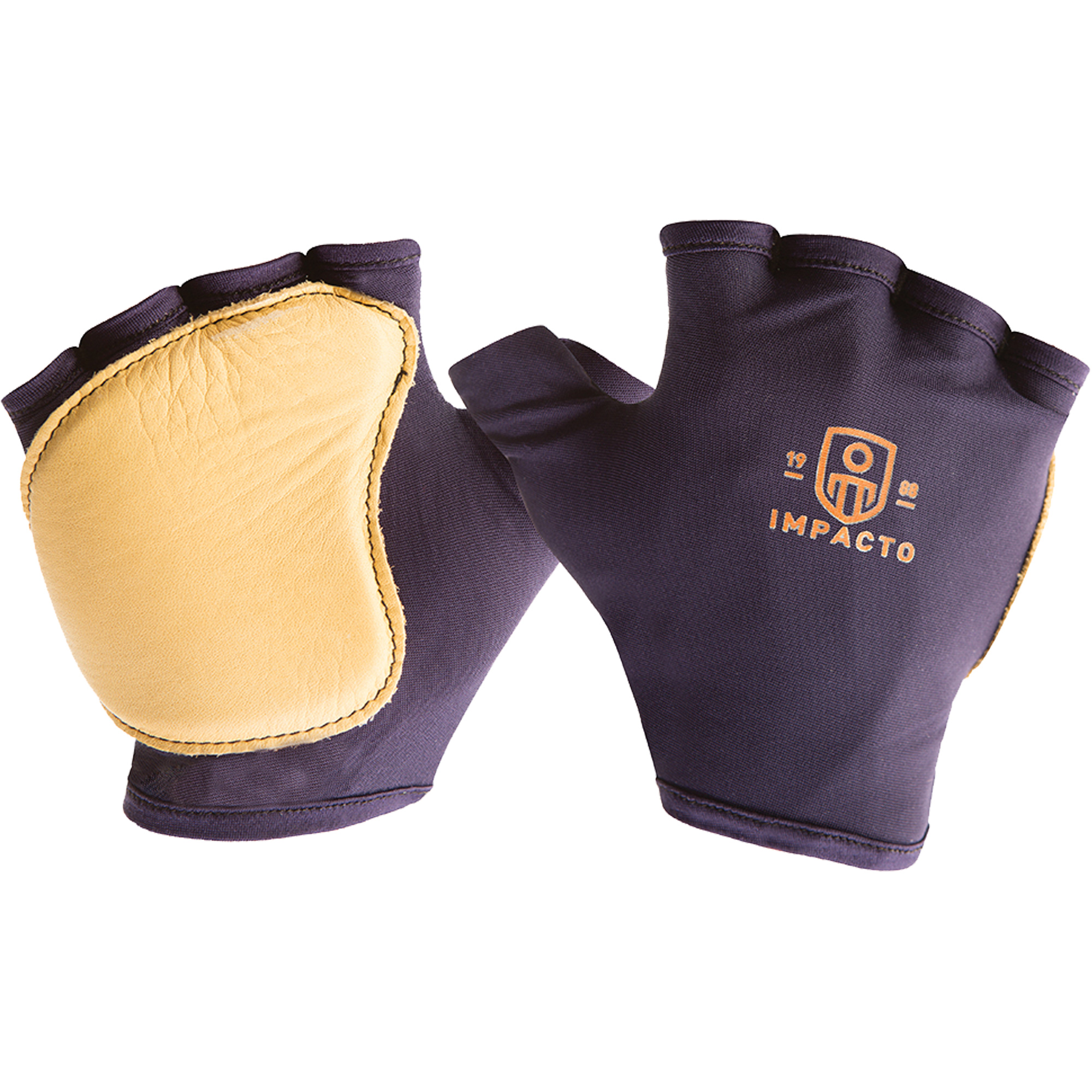 Gants antichocs, Grand, Paume en Cuir fleur, Poignet Élastique