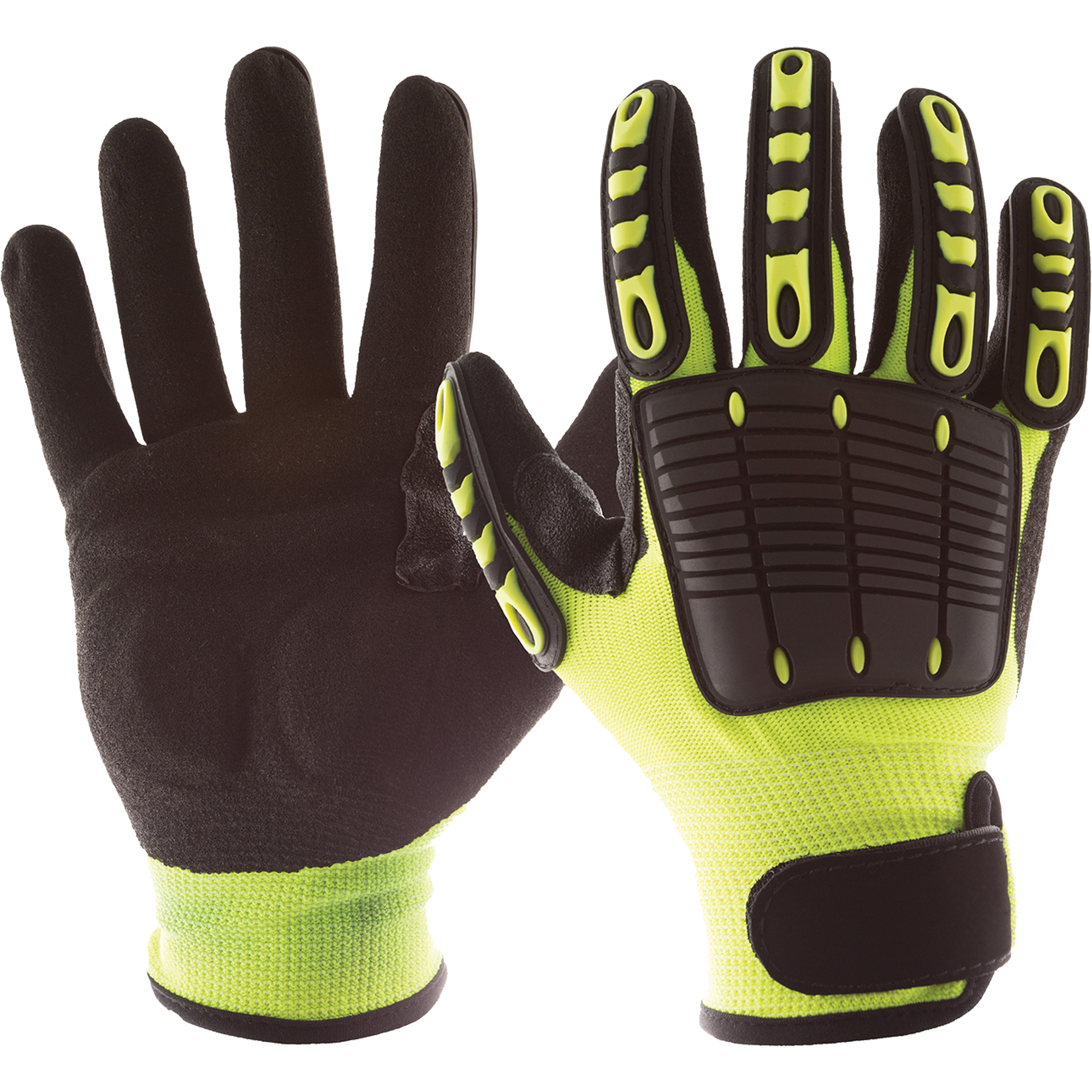 Gants de protection contre les chocs Back Tracker avec protection dorsale de la main, 2T-Grand, Paume en Nitrile, Poignet Boucle et crochet